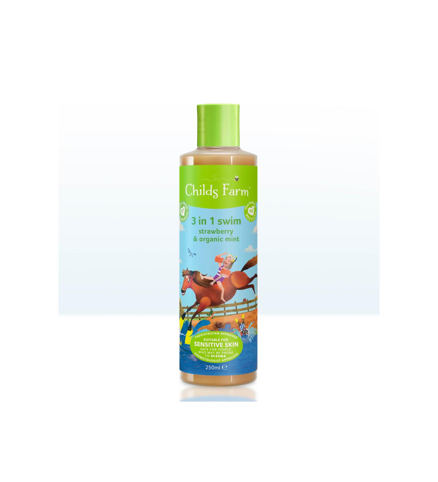 Childs Farm Strawberry & Organic Mint 3 in 1 After-Swim Shampoo 250ml - Buy Online on GoSupps.com