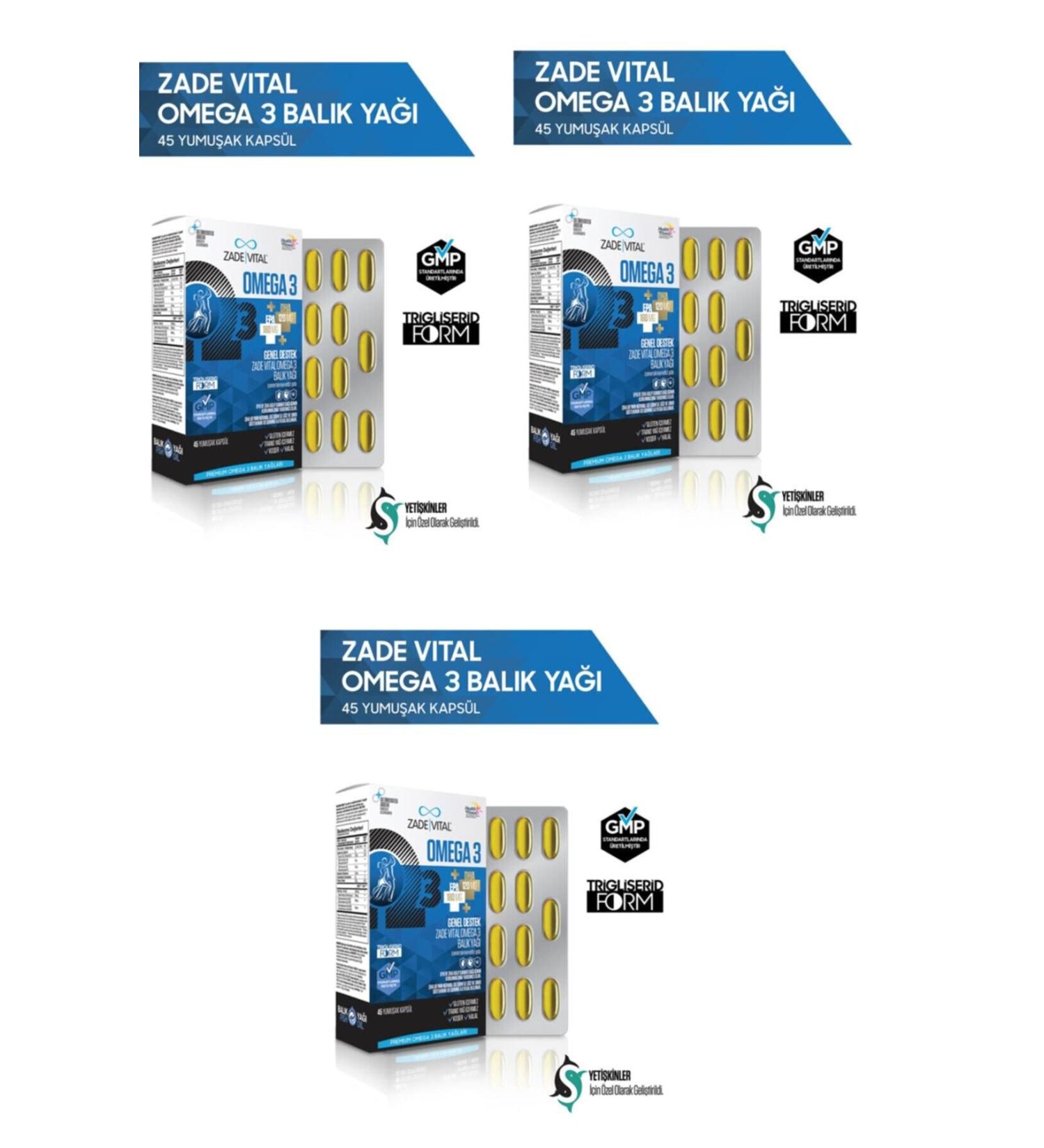 Zade Vital Omega 3 Premium General 45 Capsules - Pack of 3