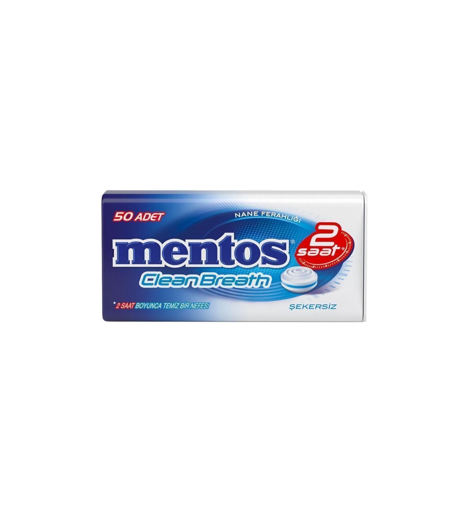 Mentos Clean Breath 2 Hours Mint Flavored Tin Box 12 Pieces 35 Gr.