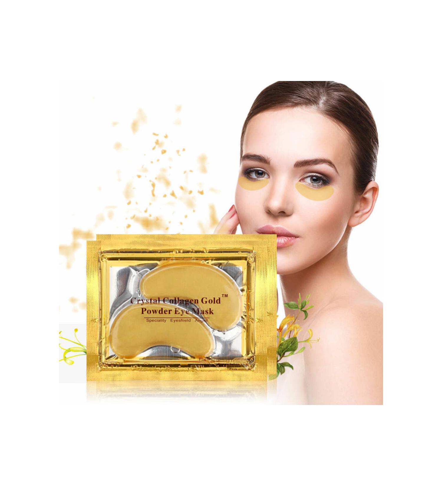 Jewval 4 Pieces Collagen Natural Crystal 24 Carat Gold Under Eye Mask 2 Pack 4 Pieces Face Mask