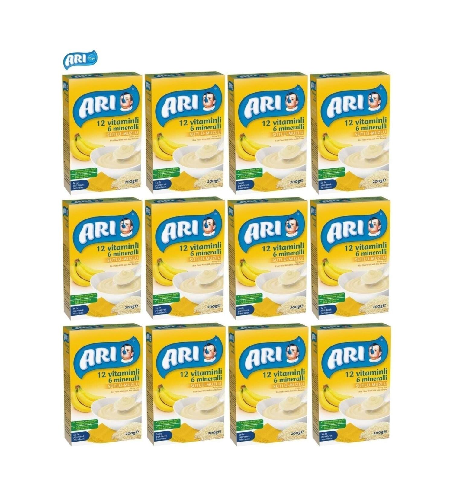 Bee Mama Rice Flour 200 Gr Milk-Banana 12 Vitmin 6 Minerelli 12 Piece Set