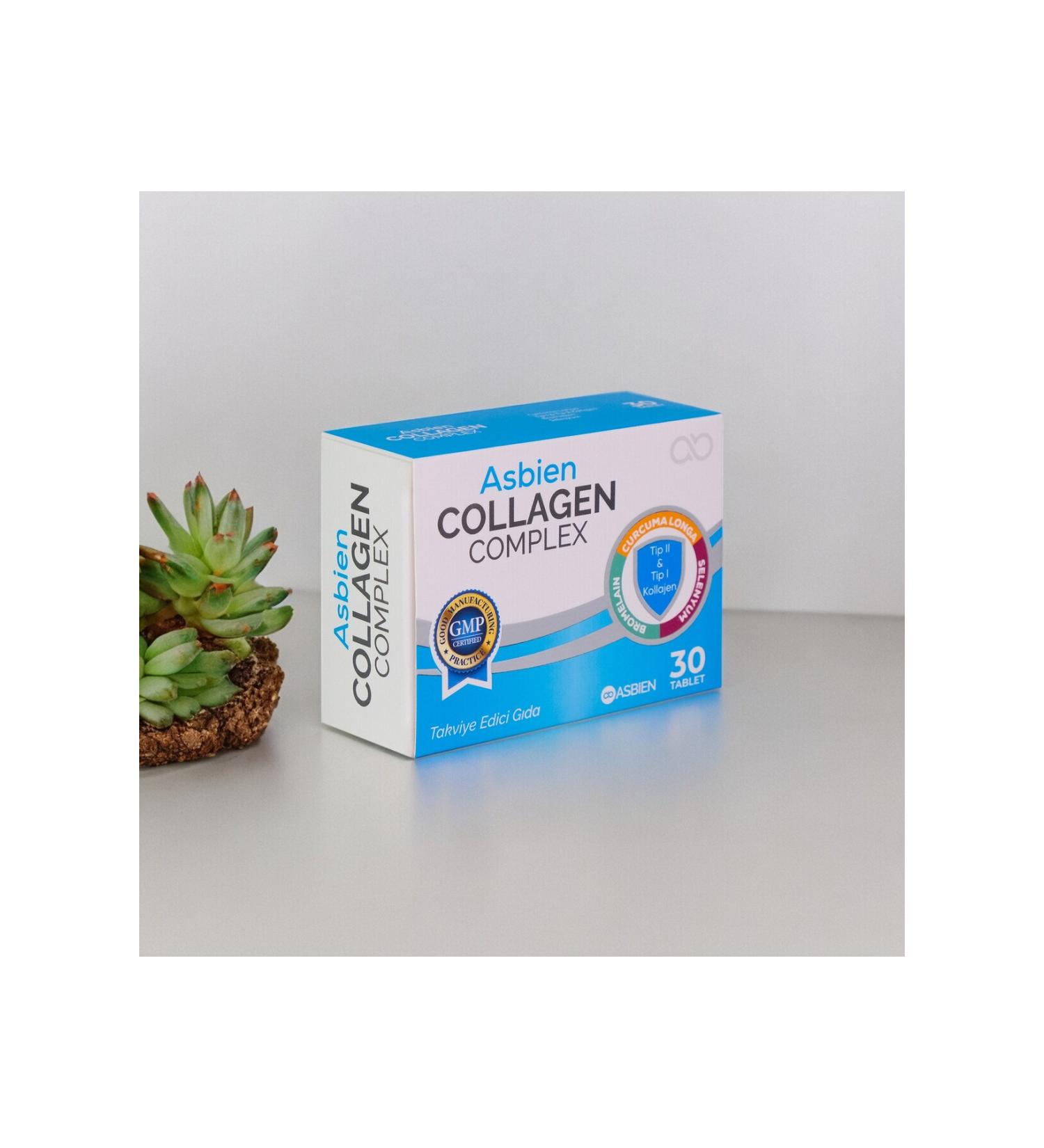 ASBIEN Collagen Complex Type 2 Type 1 Collagen Bromelain Turmeric Selenium Vitamin C and D3 - Buy Online on GoSupps.com