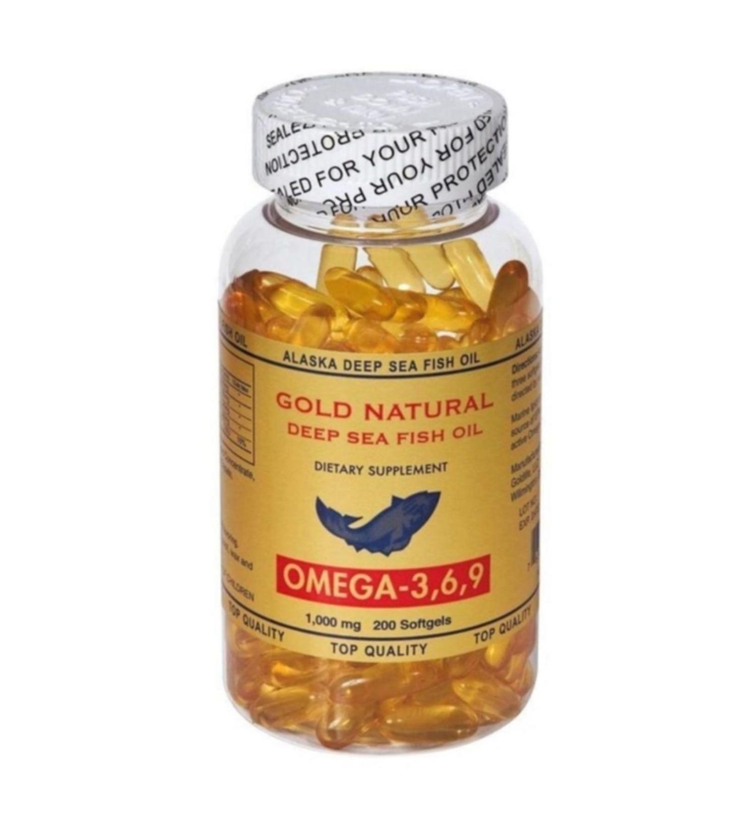 Gold Natural Omega 3 6 9 1000 Mg 200 Softgel Fish Oil USA