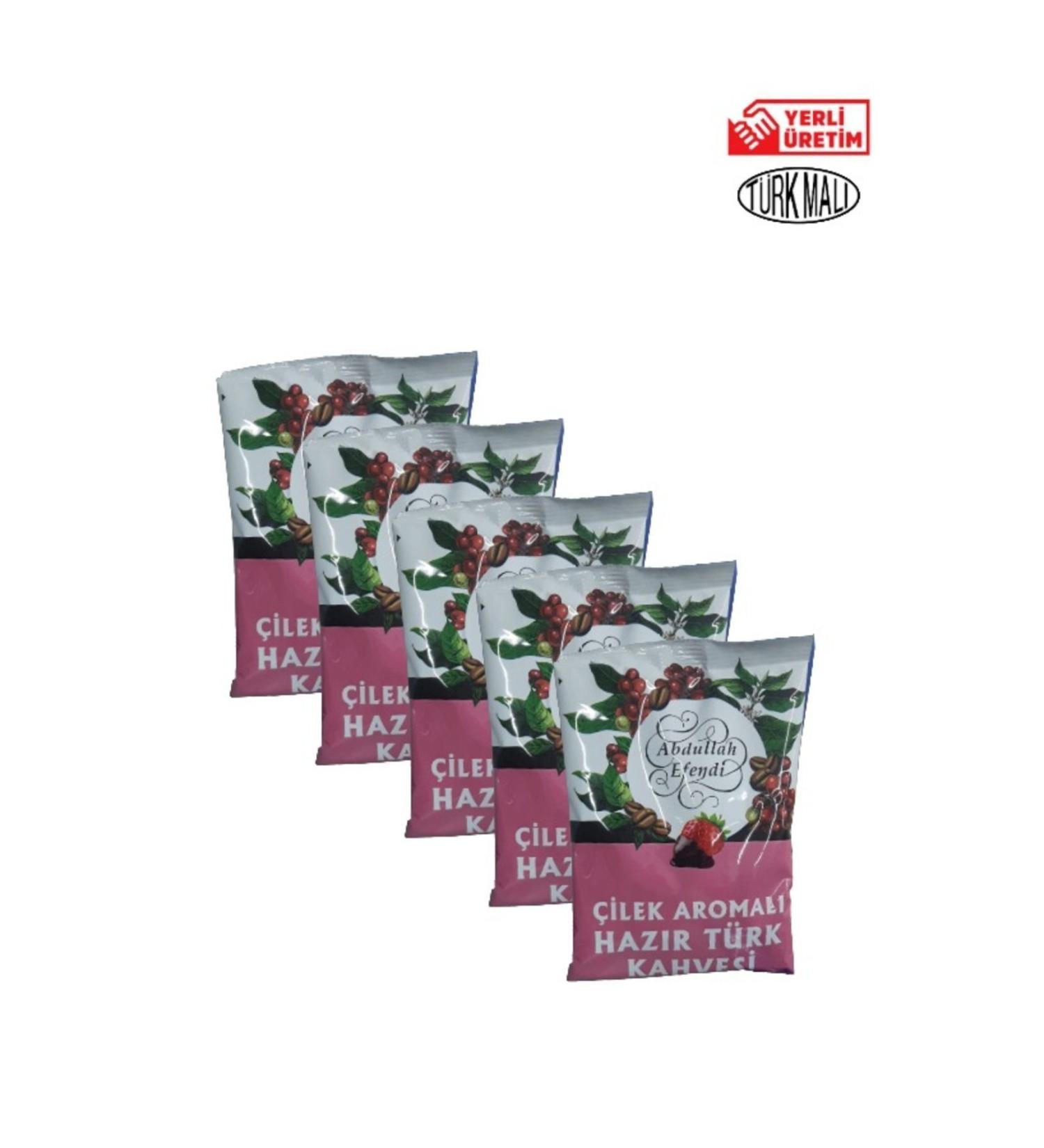 Abdullah Efendi READY TURKISH COFFEE FLAVORED 100 GR 5 PIECES STRAWBERRY FLAVORED