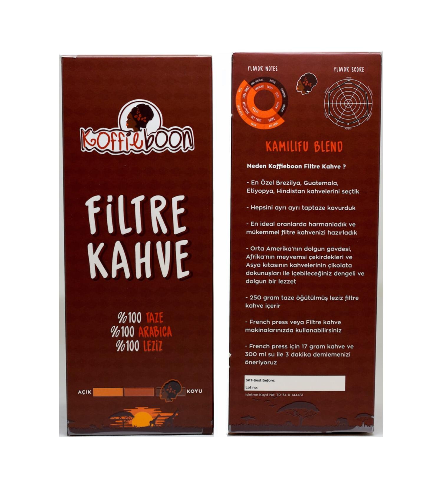 KOFFIEBOON Dark Filter Coffee - Dark Roasted - Kamilifu Blend - 1 Kg - 4 X 250 gr - Buy Online on GoSupps.com