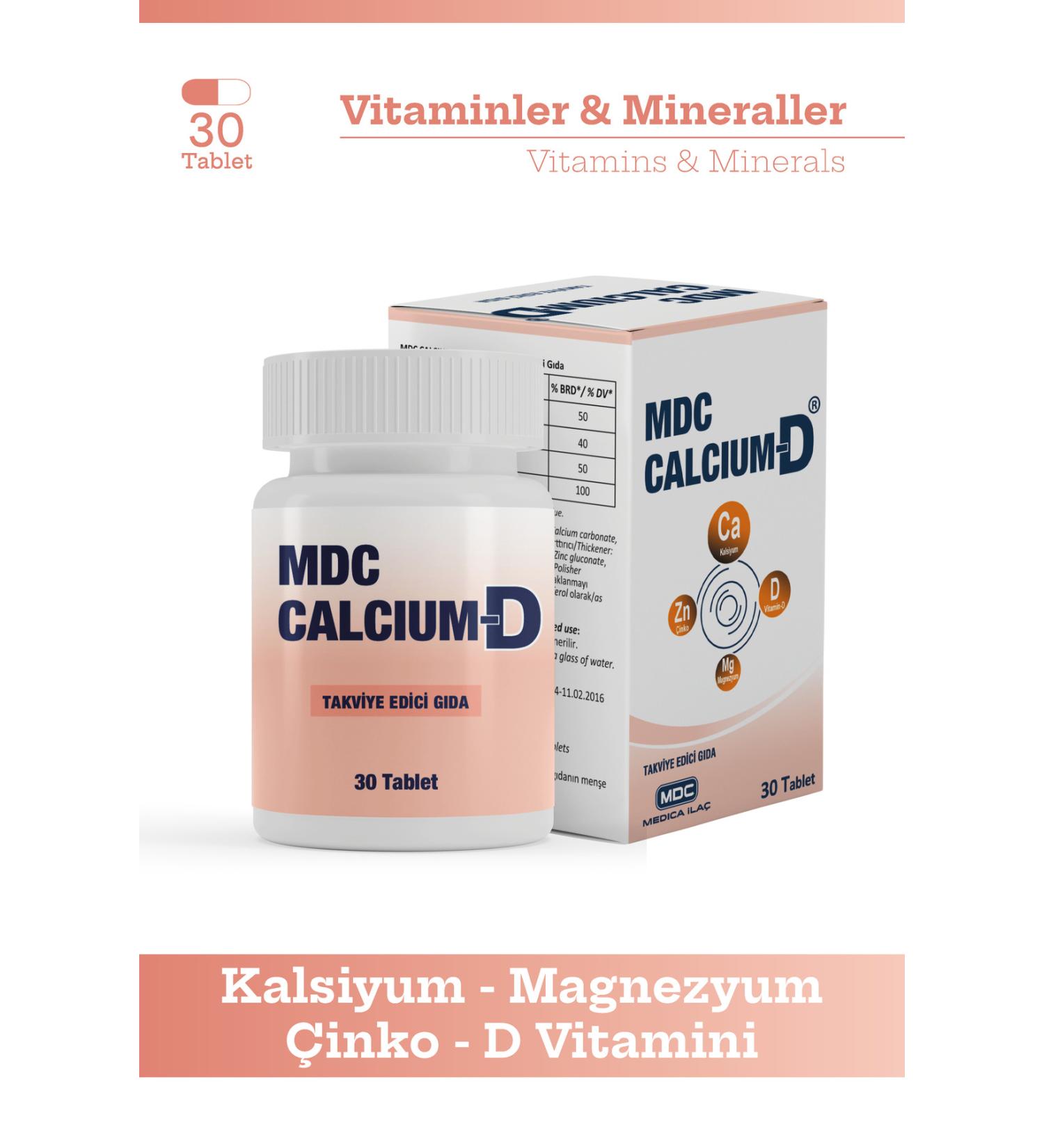 MDC Calcium D 30 Tablets (Calcium Magnesium Zinc Vitamin D) - Buy Online on GoSupps.com