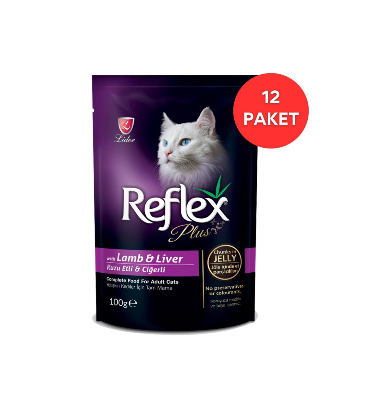 Reflex Plus Lamb and Liver Gravy Sauce Pouch Adult Cat Canned Food 100 gr (12 Pack)