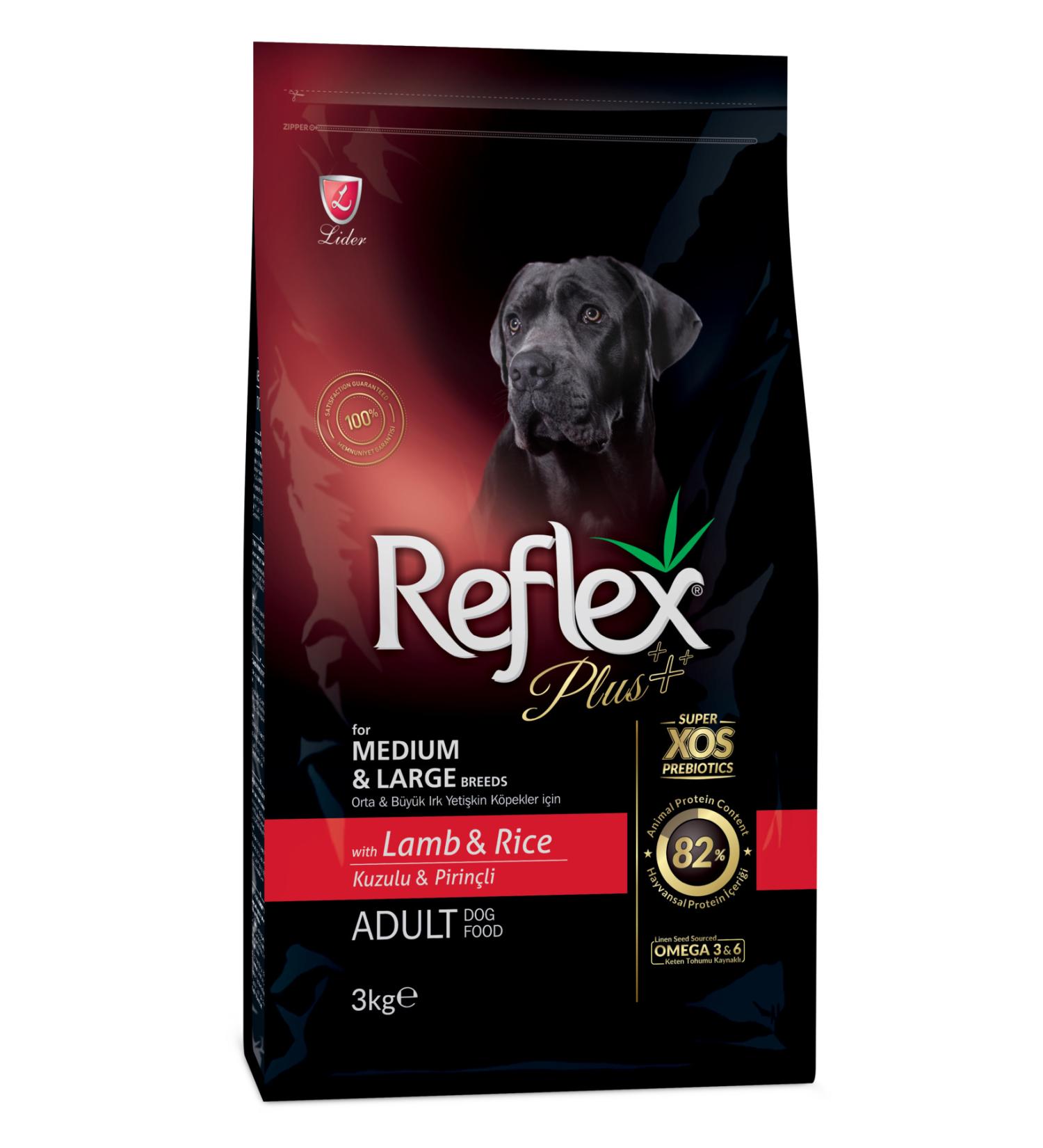 Reflex Plus Medium Large Breed Lamb Rice Adult Dog Food 3 Kg - Buy Online on GoSupps.com