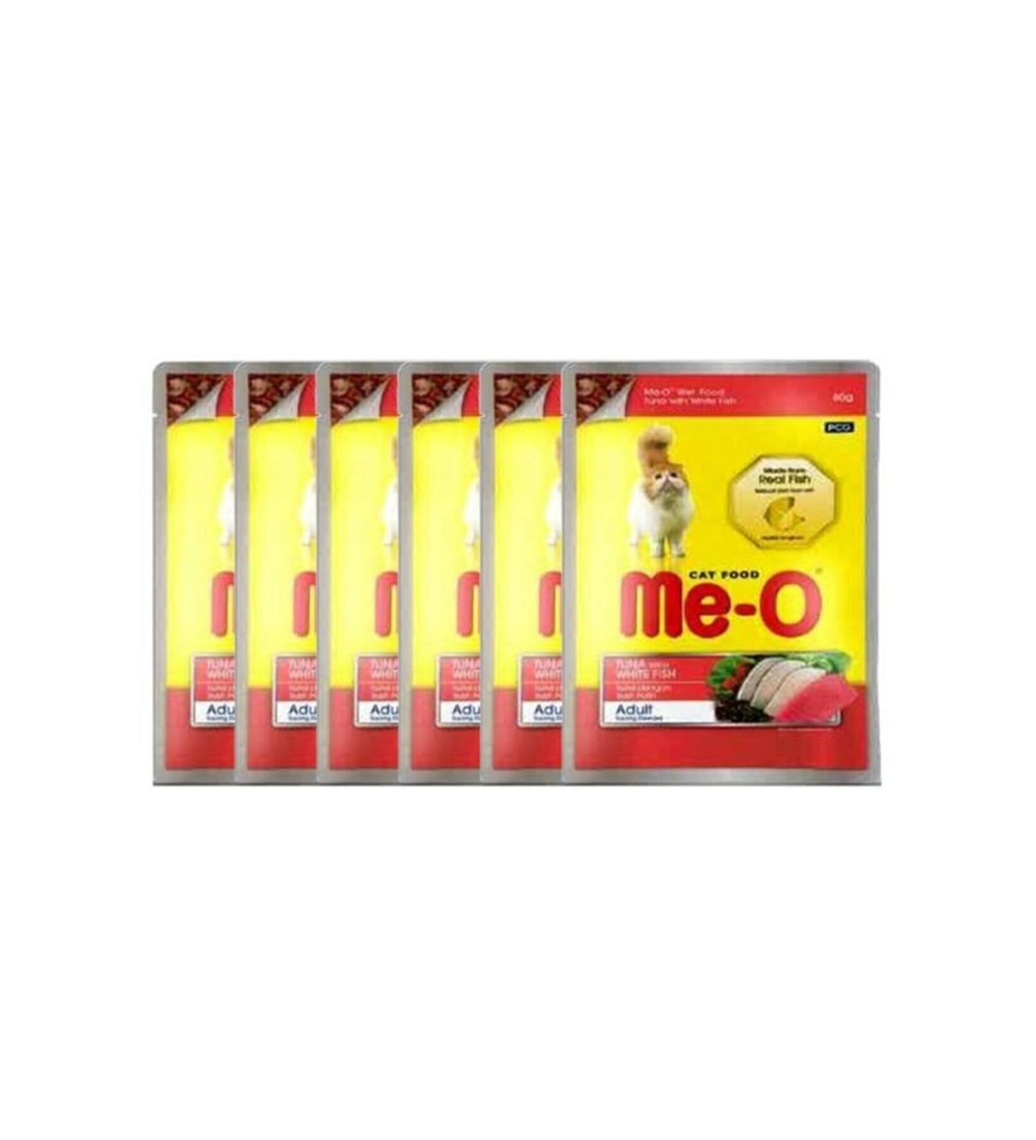 me-o Pouch Adult Cat Canned Food with Tuna and Trout in Jelly 80 Gr X 6 Pieces