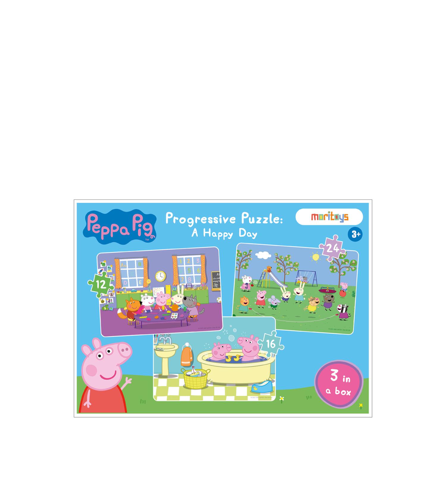 Peppa Pig 12 16 and 24 Piece A Happy Day 3 Piece Puzzle