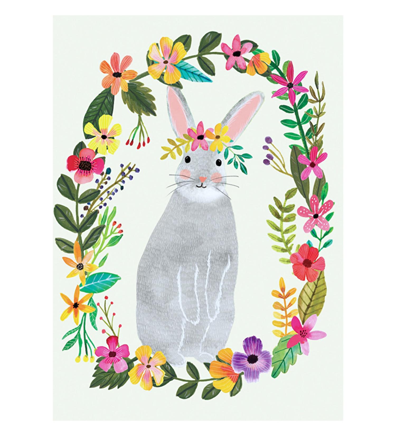 Hueppi Bunny Wreath Children's Rug