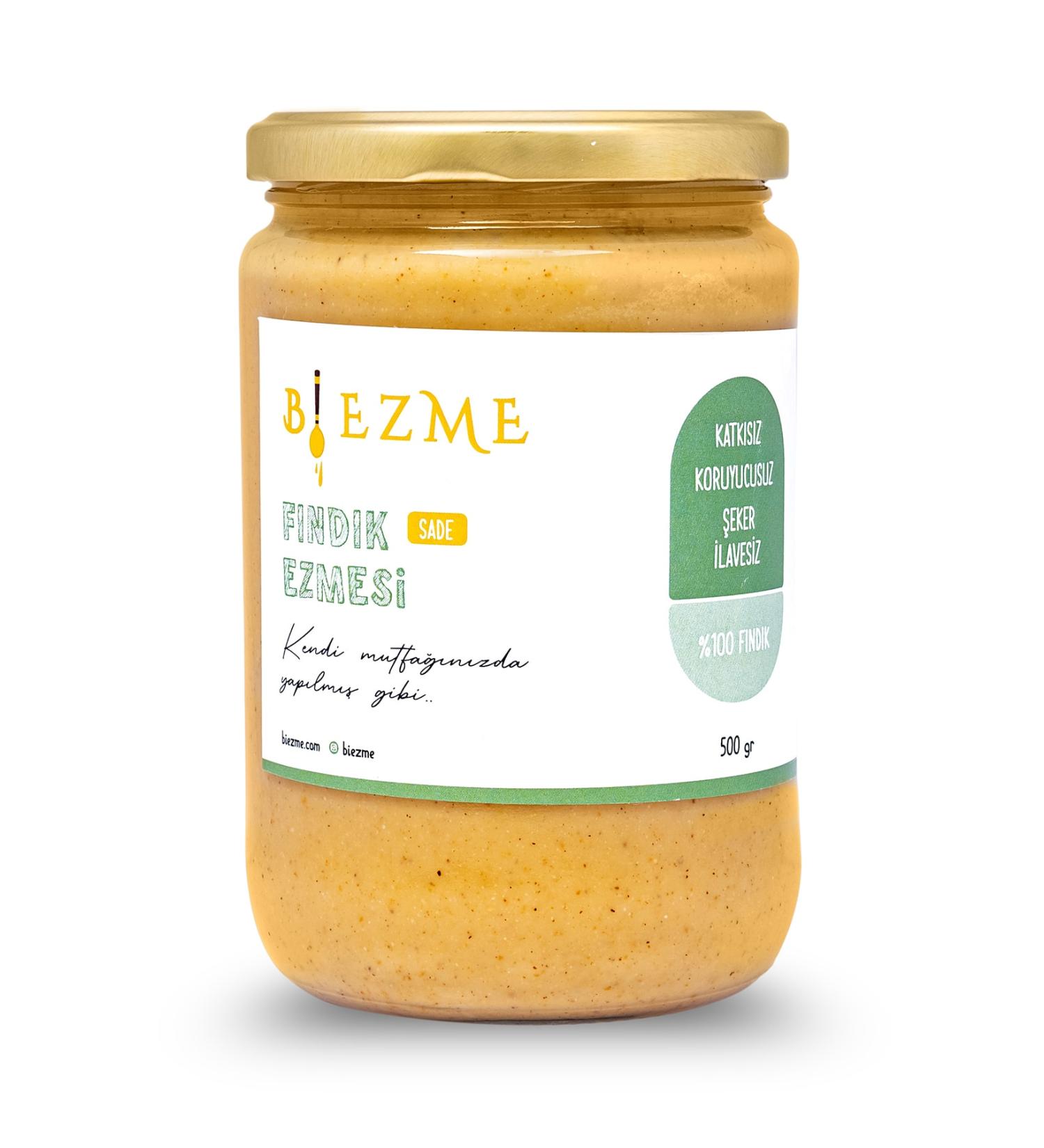 Bi Ezme Sugar-Free Additive-Free Homemade Plain Hazelnut Paste 500 Gr