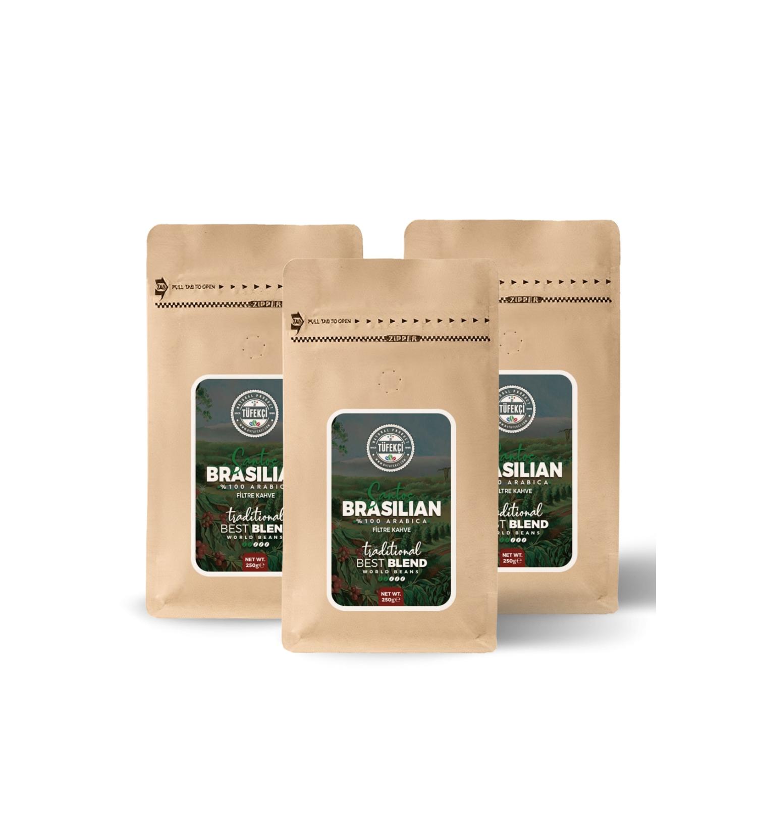 By T fek i Brasilian Santos Filter Coffee Medium Roast Advantageous Package 3x250gr