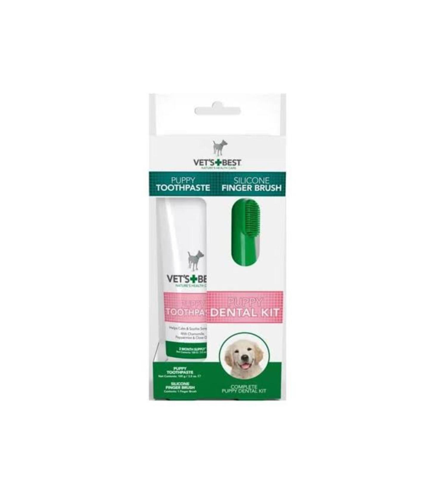 Vets Best Puppy Dental Kit Dental Care Set Tartar Dental Plaque Odor Preventive Puppy Dental Care Set 100 GR