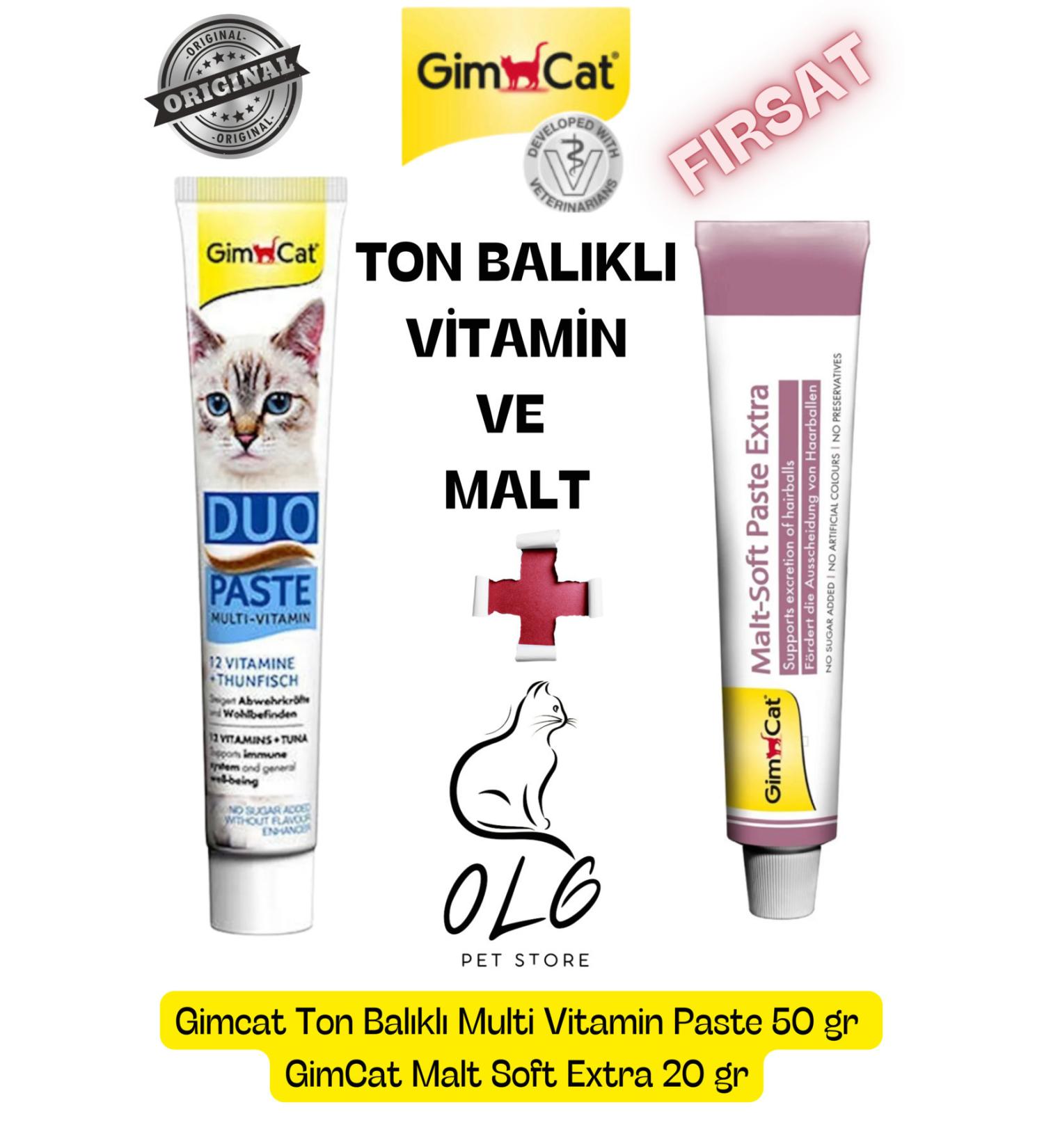 Gimcat Tuna Duo Vitamin 50 Gr. + Gimcat Malt Soft Extra 20 Gr. (Anti-hairball)
