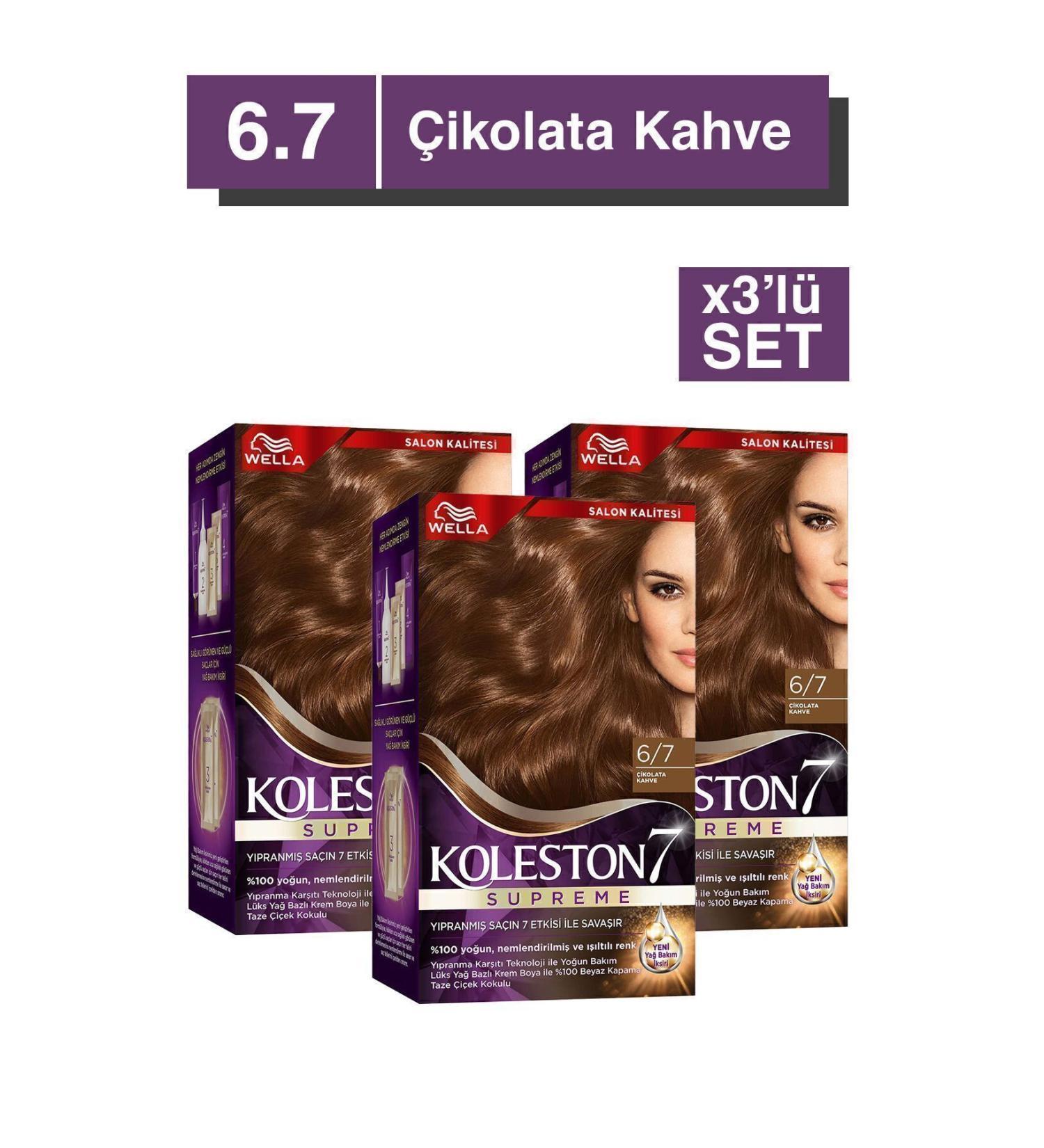Wella Koleston Supreme Hair Dye 6/7 Chocolate Brown X3 Set - Buy Online on GoSupps.com