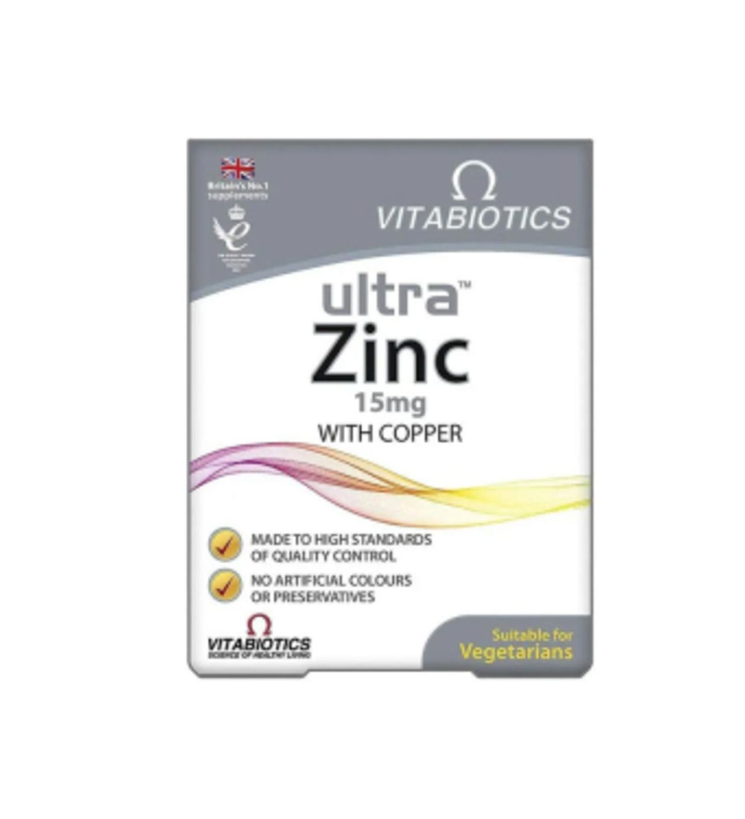 Vitabiotics Ultra Zinc 15 mg With Copper 60 Tablets