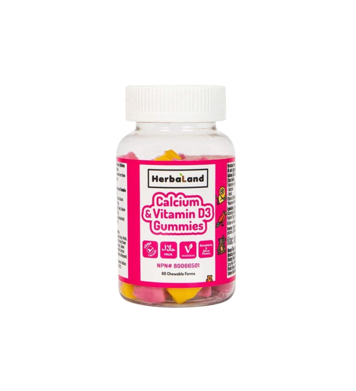Herbaland Kids Calcium With Vitamin D3 60 Pieces (chewable form) - Buy Online on GoSupps.com