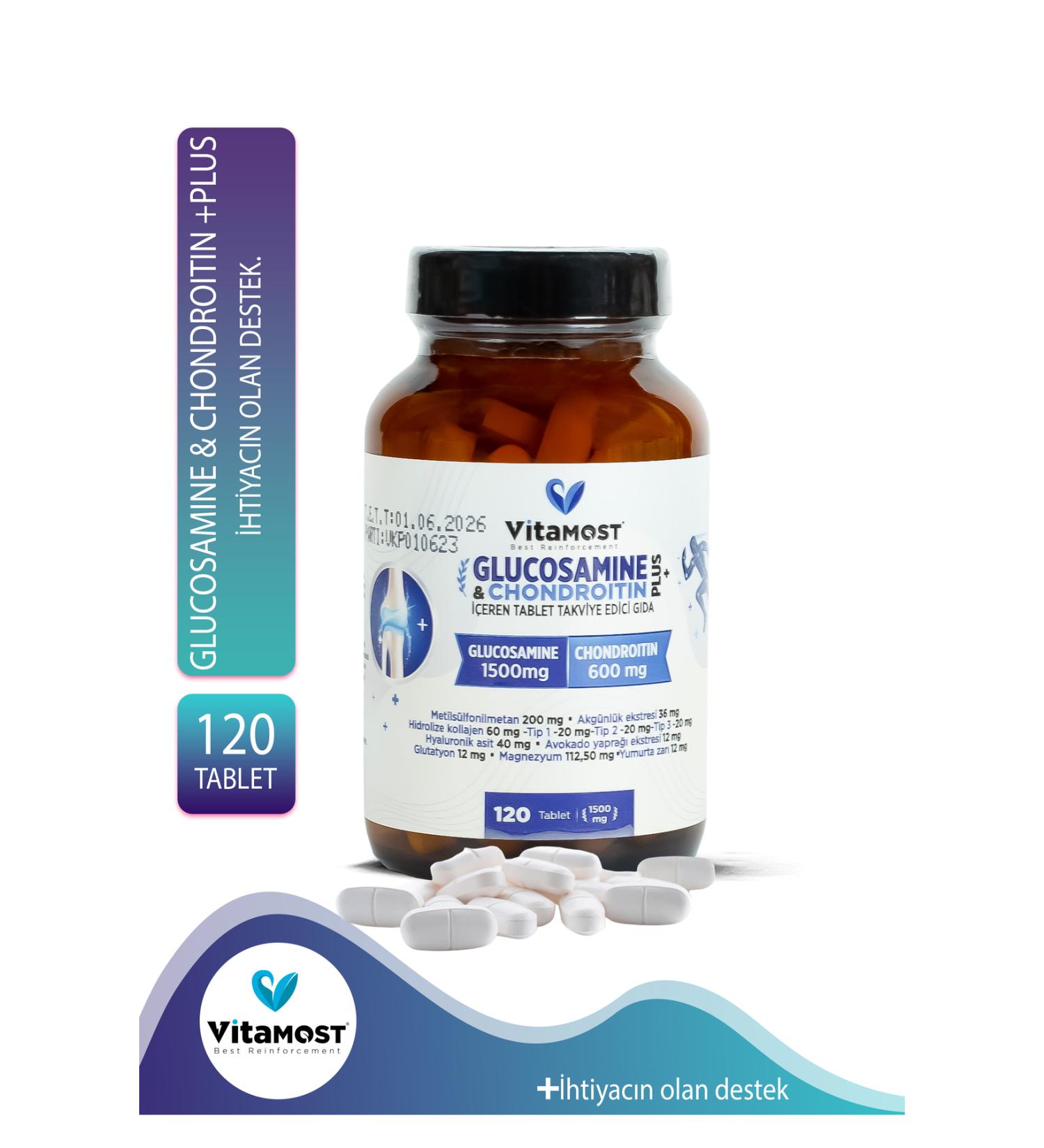 Vitamost GLUCOSAMINE & CHONDROITIN PLUS 120 TABLET 1500 MG - Buy Online on GoSupps.com