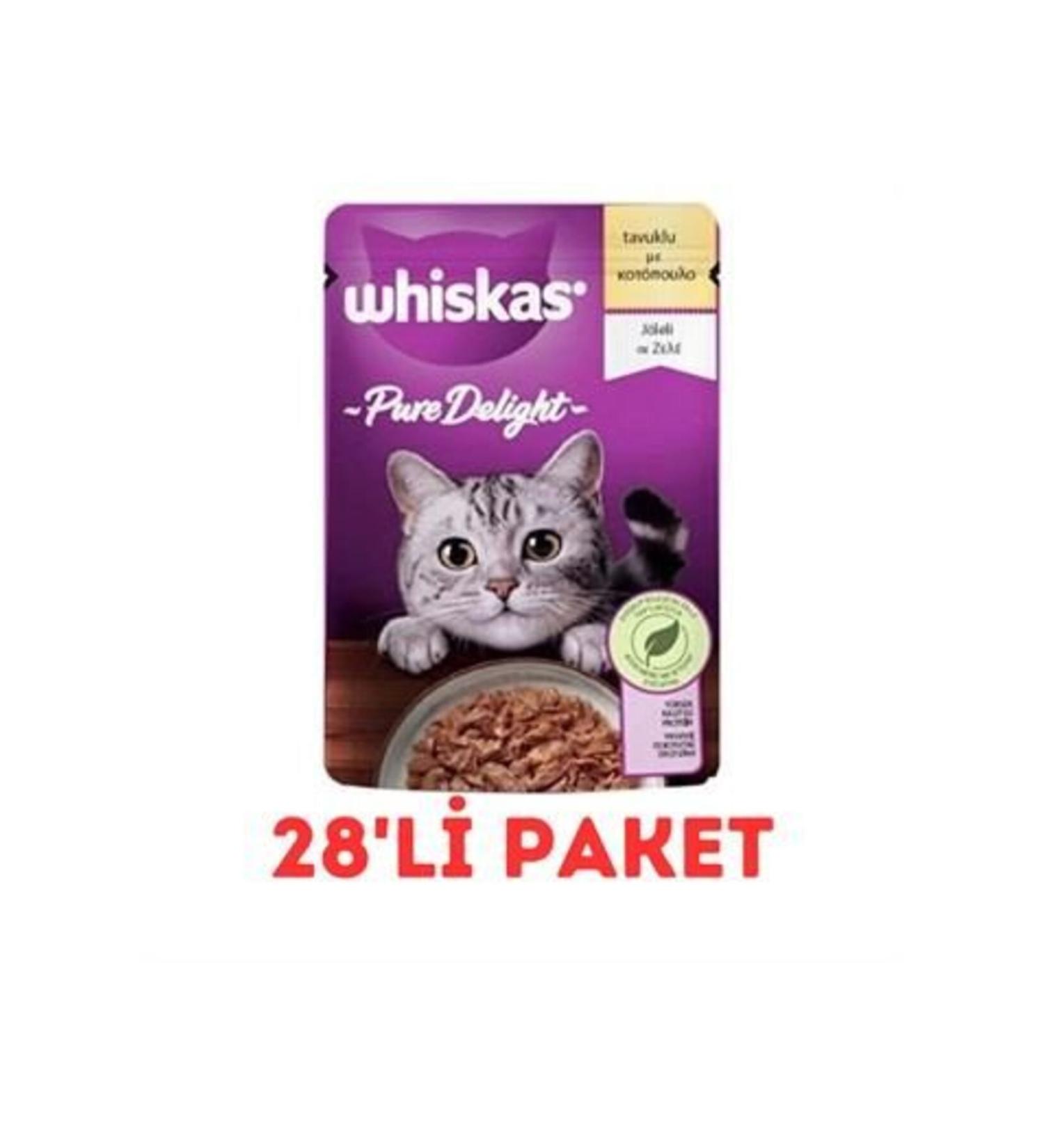 Whiskas Pouch Pure Delight Chicken in Jelly Adult Cat Canned Food 85gr 28 Piece Pack