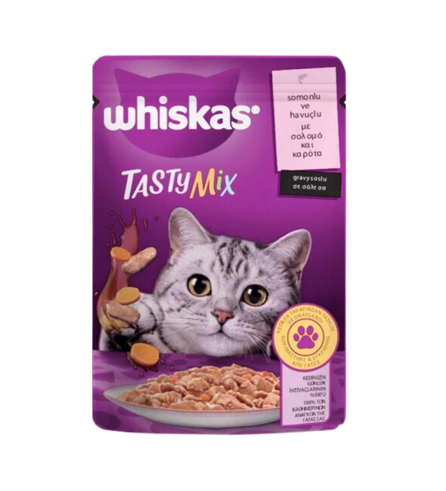 Whiskas Tastymix Salmon & Carrot Adult Cat Wet Food 28x85 gr