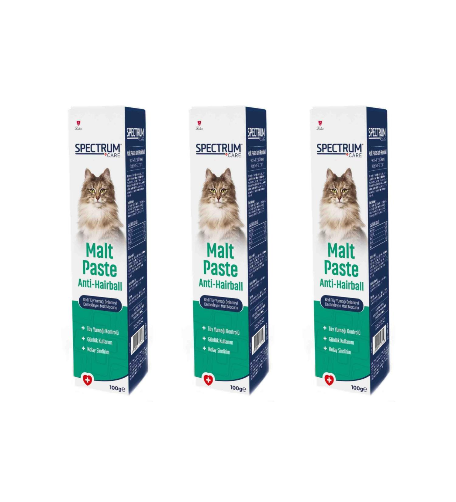 Spectrum Care Anti-Hairball Malt Paste Supporting Cat Hairball Prevention 100gr - 3 Pieces