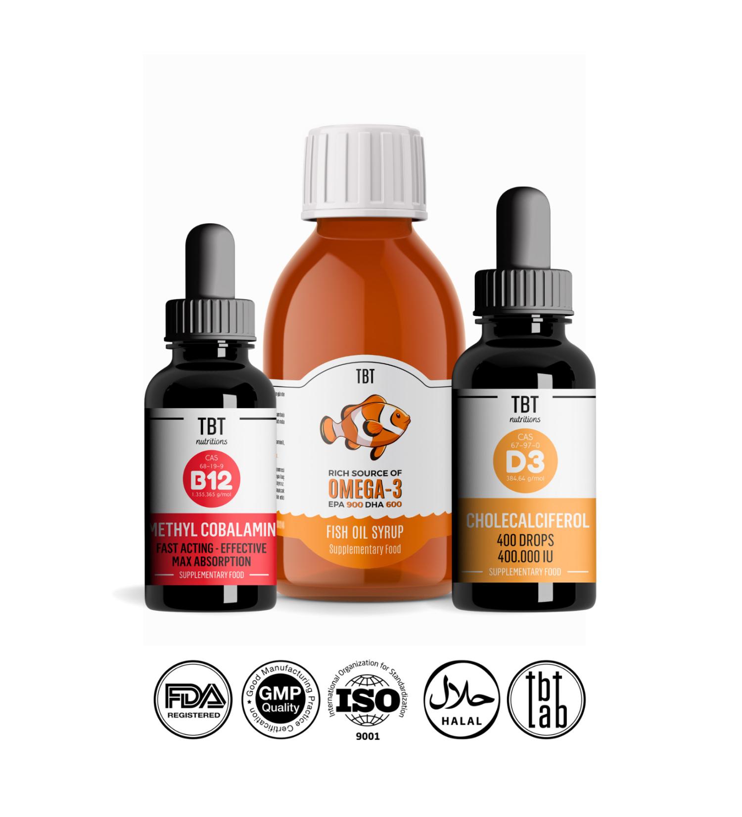 TBT Healthy Life Set 1 | Omega-3 D3 and B12 Supplement | 3-Pack - Buy Online on GoSupps.com