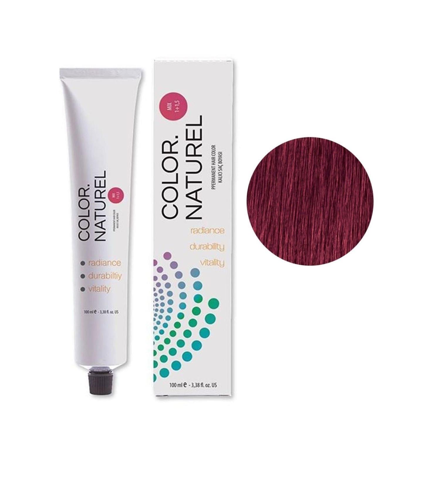 Color Naturel Permanent Hair Dye 100 Ml 7.566 Light Akaju Red