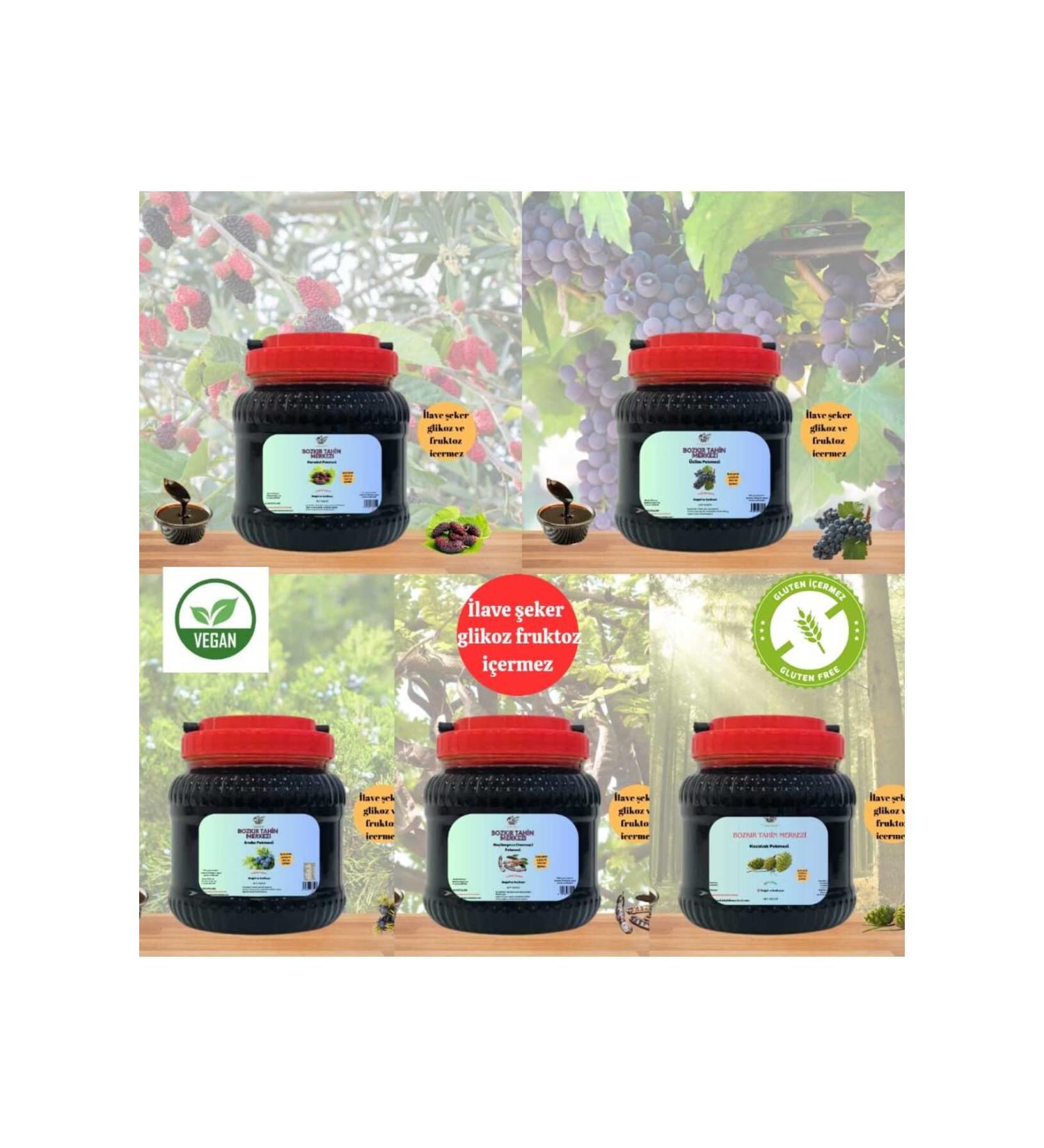 Bozk r Local Health Five Package & (GRAPE BLACK MULBERRY CAROB WHITE CONE MOLASSES) Net 4750 gr