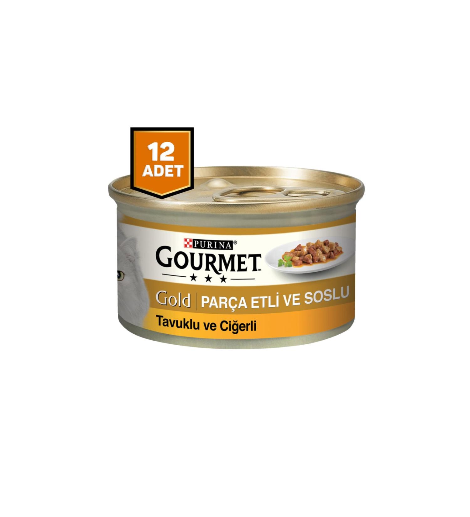 Gourmet Gold Piece Meat Chicken Liver Sauce Cat Canned Food 12 X 85 Gr.