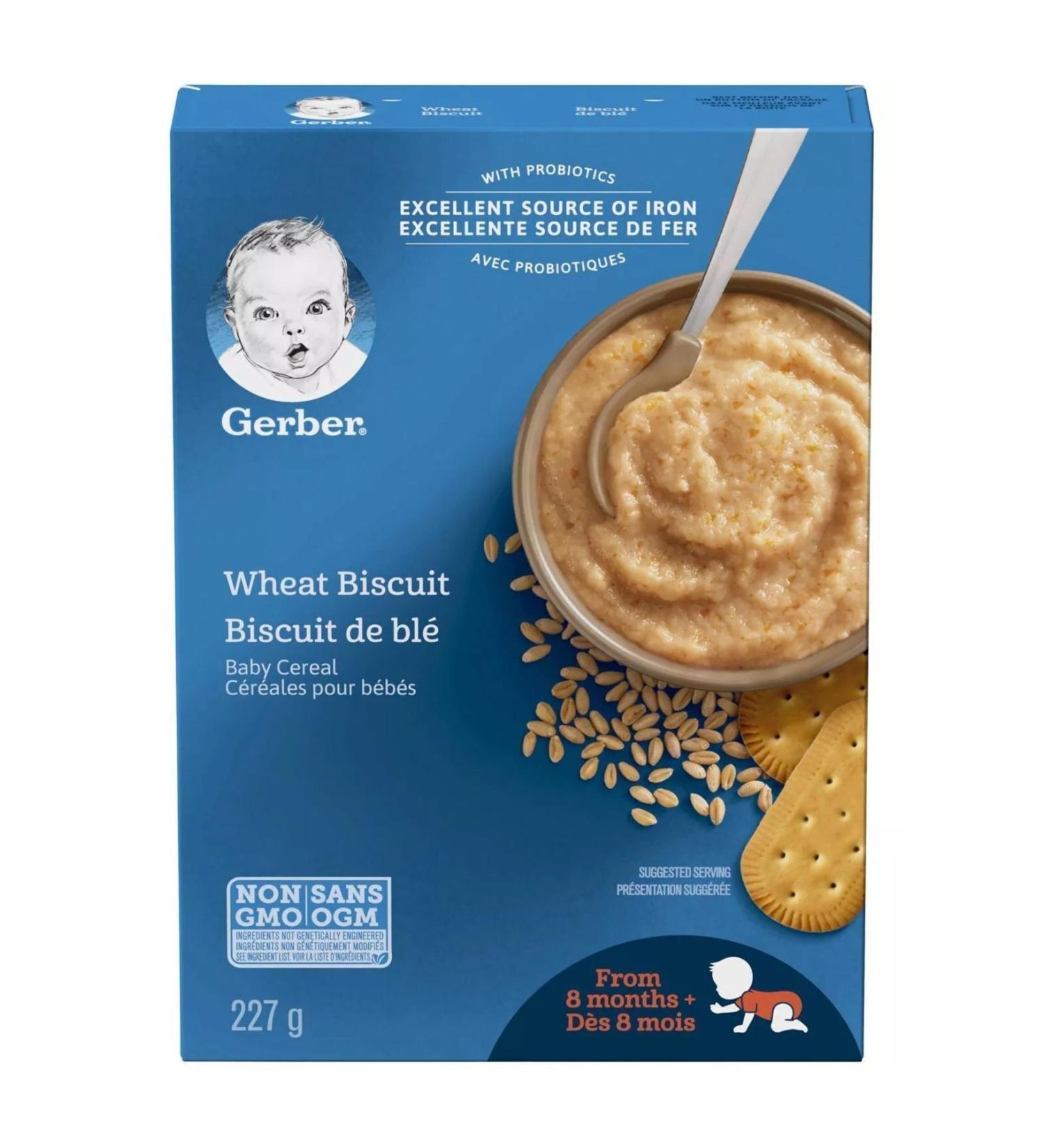 Gerber Cereals- Probiotic Wheat Biscuit- Baby Biscuit Spoon Food 227 Gr- From 8 months - 3rd stage - Buy Online on GoSupps.com