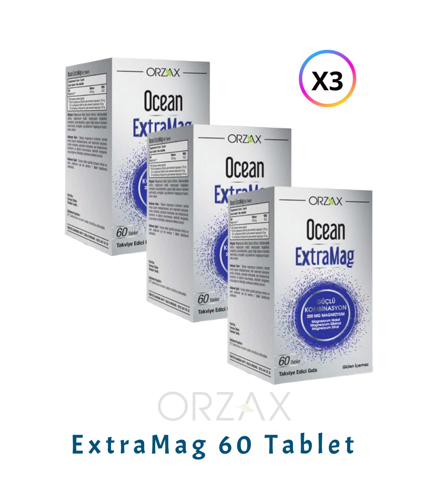 Ocean ExtraMag Triple Magnesium Combination 60 Tablets (X3 PCS) + (1x100ML) Facial Cleansing Gel set-1305