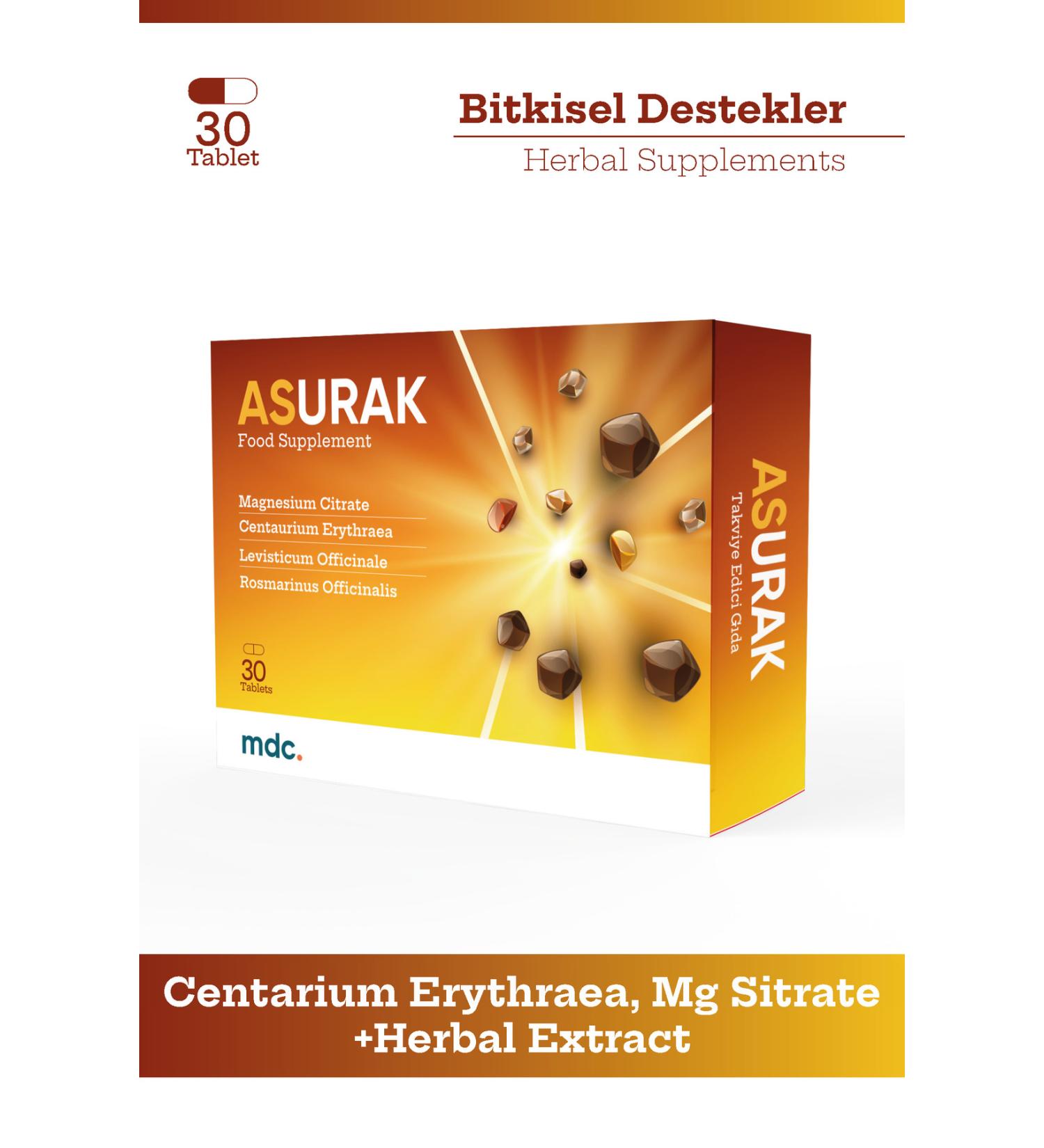MDC ASURAK Red St. John's Wort Magnesium Citrate Levistichum Rosemary 30 Tablets - Buy Online on GoSupps.com