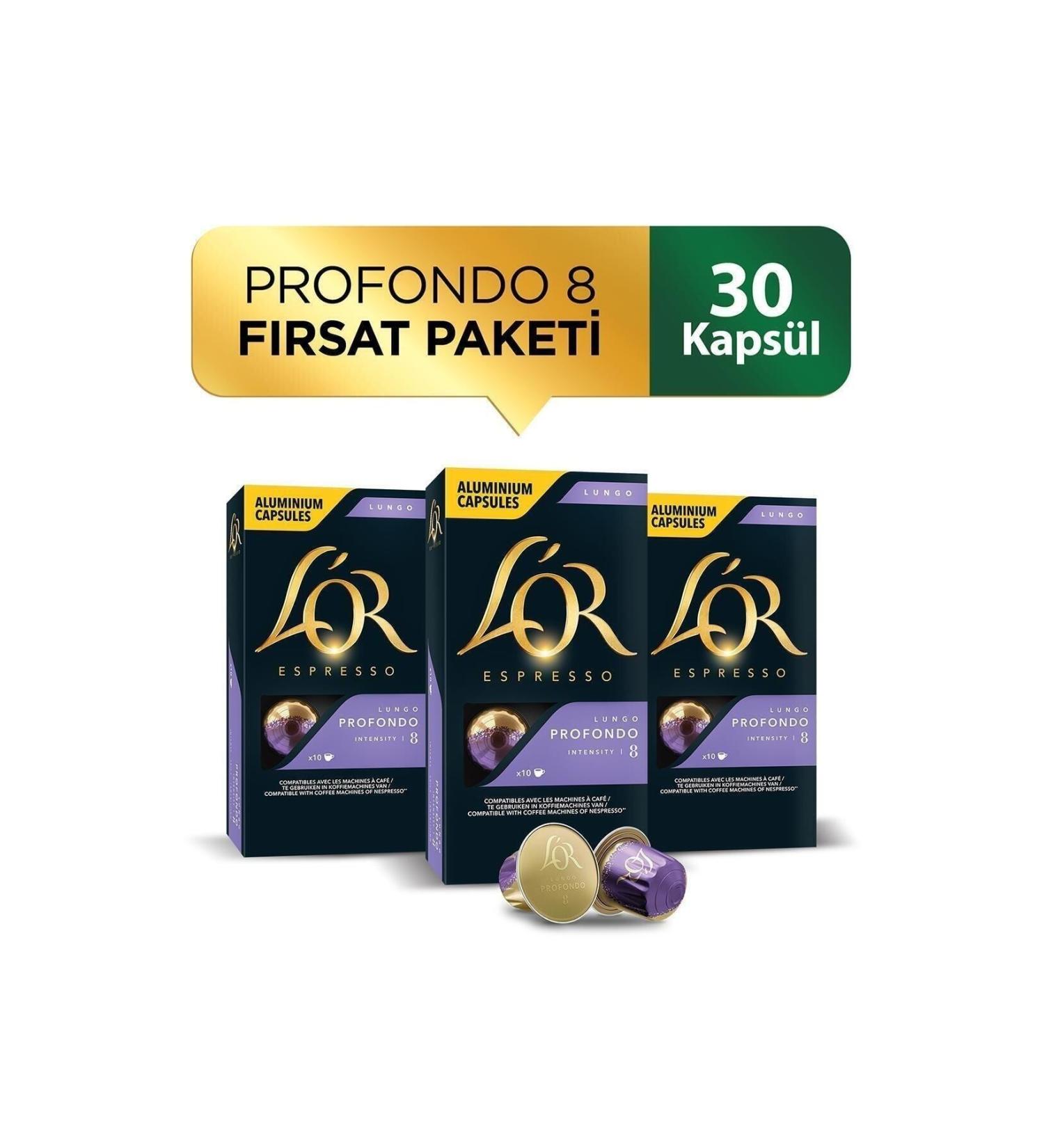 L'OR Lungo Profondo Intensity 8 Nespresso Compatible Capsule Coffee Opportunity Package 10 Pieces X 3 Packs - Buy Online on GoSupps.com