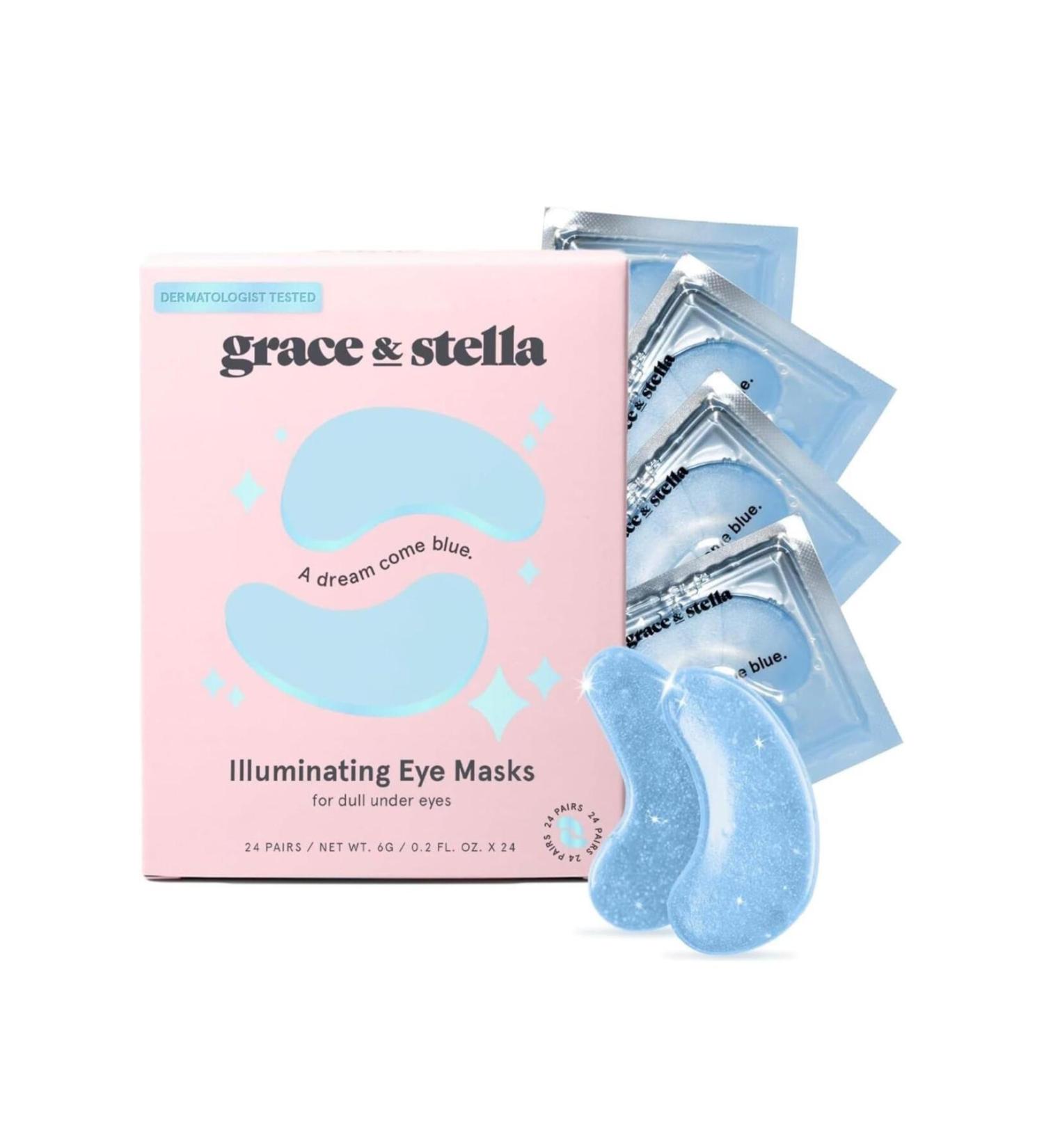 grace & stella Award Winning Eye Mask (Blue 1 Pair) Reduces Dark Circles Puffy Eyes Under Eye Bags - Buy Online on GoSupps.com