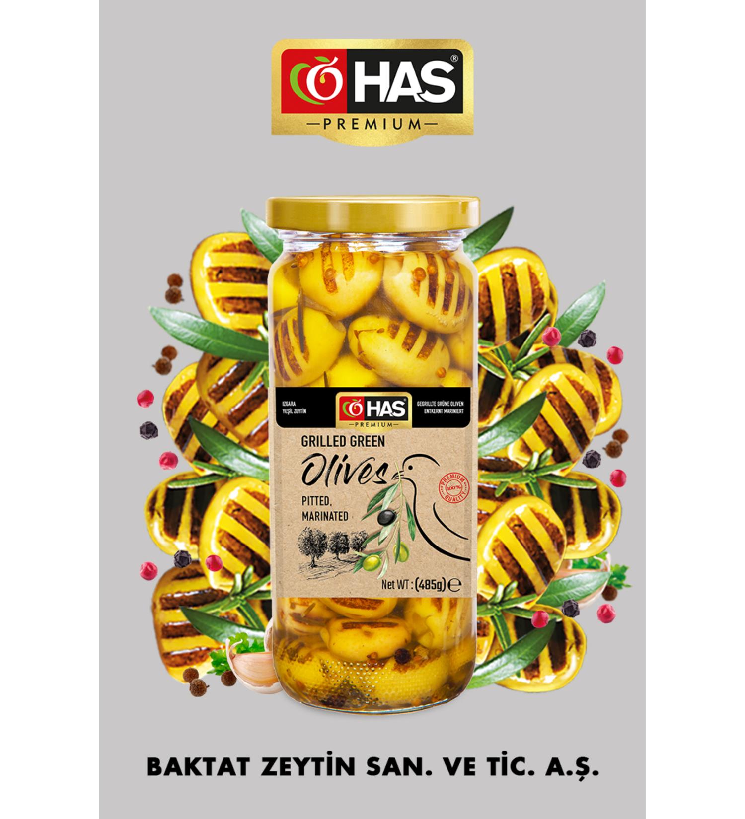 Has Premium Grilled Green Olives Pitted Marinated 500cc