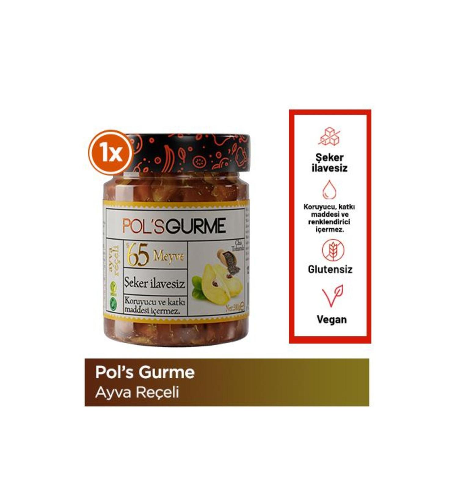 Pol's Gurme Pol'sgurme Quince Jam with Chia Seeds No Sugar Added e Fruit Ratio 380 gr