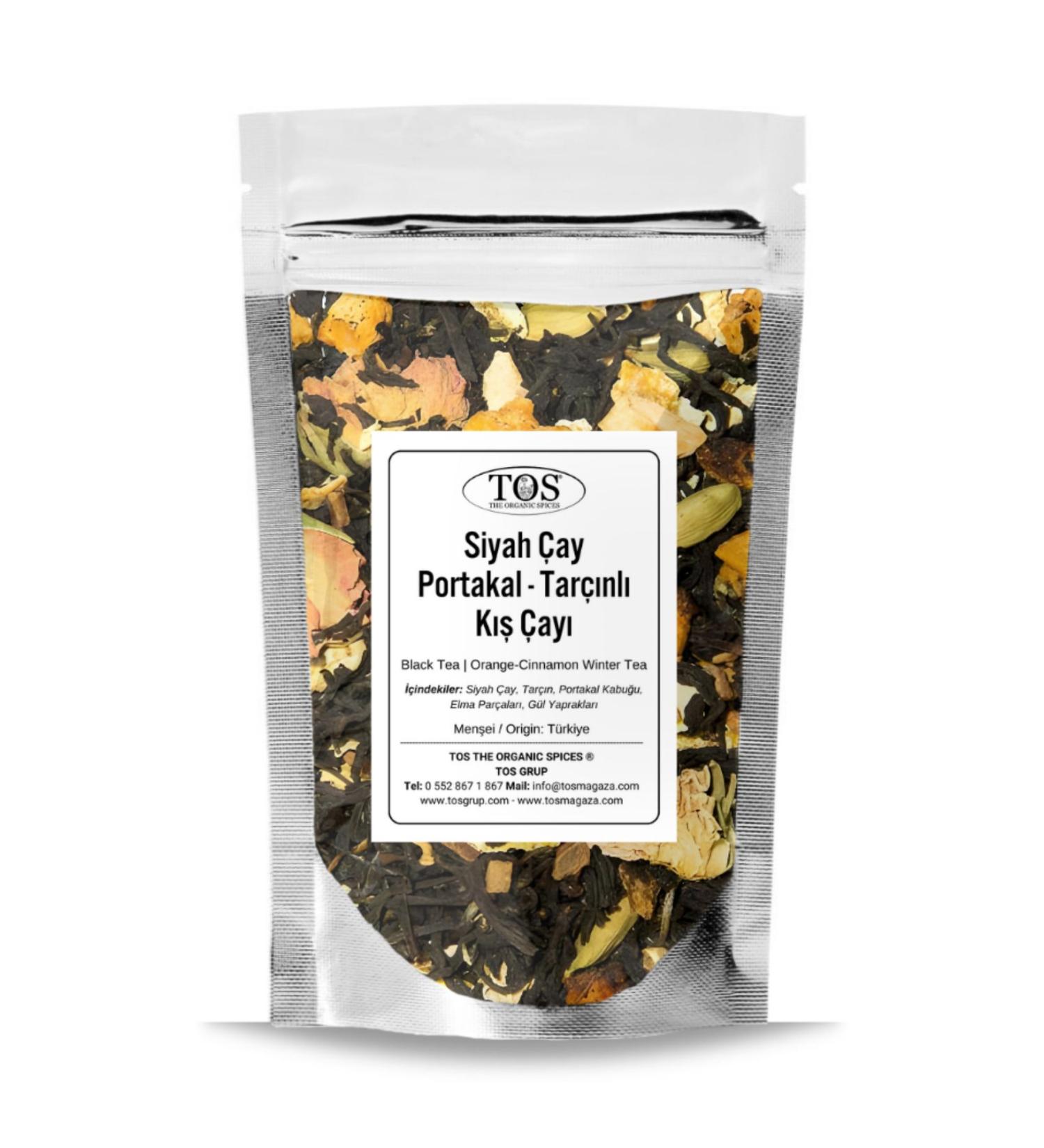 TOS The Organic Spices Black Tea | Orange - Cinnamon Winter Tea 100 gr (1st Quality) Black Tea | Orange - Cinnamon Winter Tea