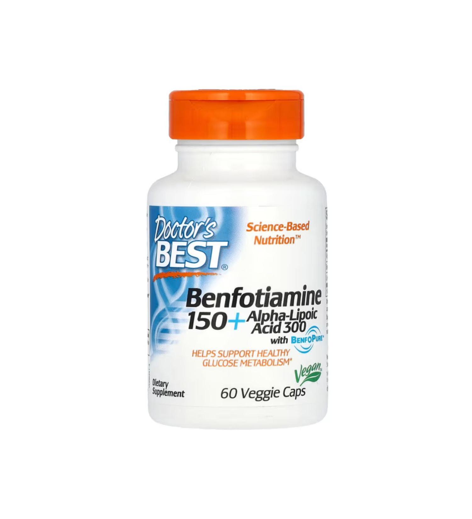 Doctor's Best Benfotiamine 150 + Alpha-Lipoic Acid 300 60 Veggie Caps