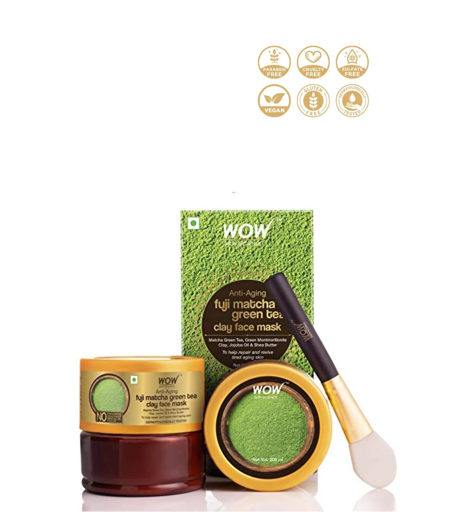 WOW Skin Science Fuji Matcha Green Tea Clay Face Mask - 2 Natural Ingredients - Anti-Aging 200 Ml - Buy Online on GoSupps.com