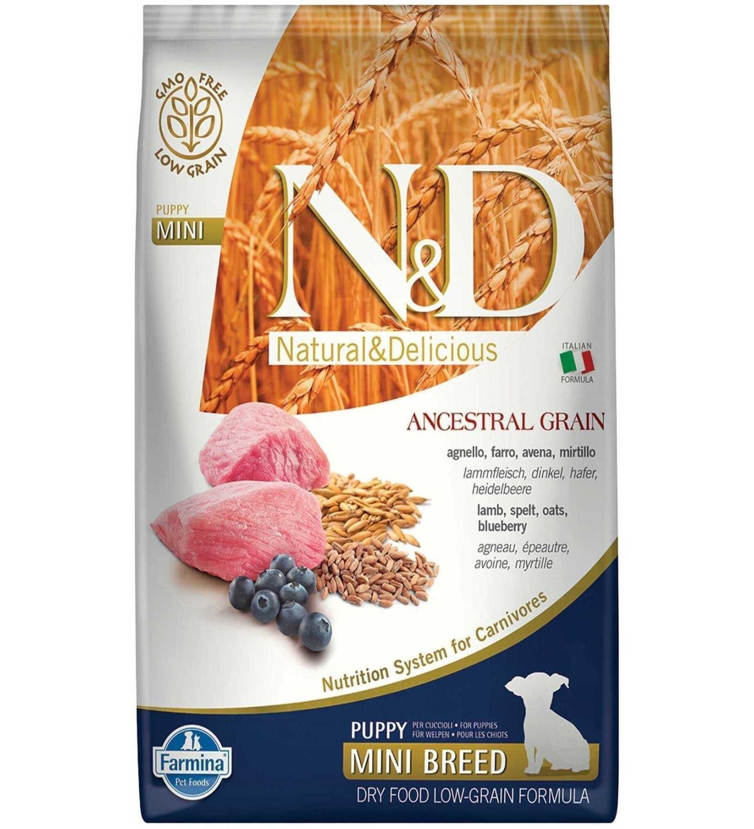 N & D Nd Ancestral Grain Low Grain Lamb Blueberry Mini Puppy Small Breed Puppy Food 2.5kg