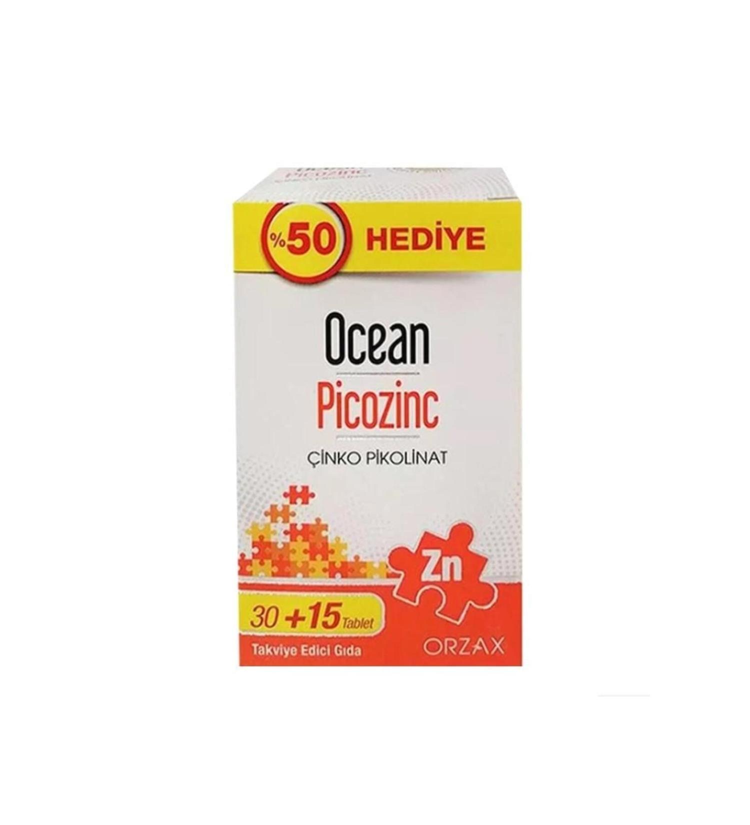 Ocean Orzax Ocean Picozinc Food Supplement 30 + 15 Tablets