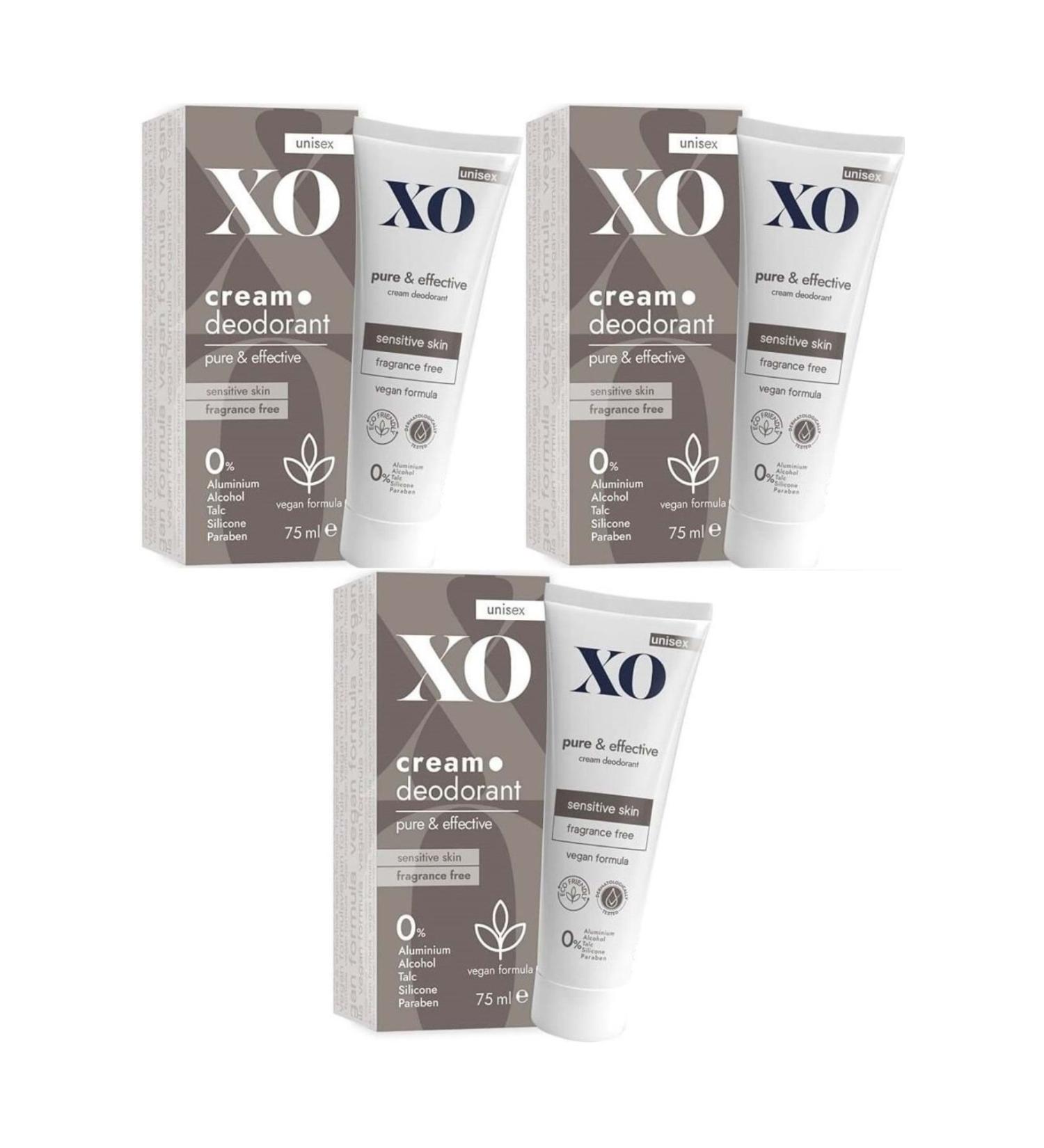 Xo Cream Deodorant 75ML Unisex Pure & Effective Odorless (Set of 3)
