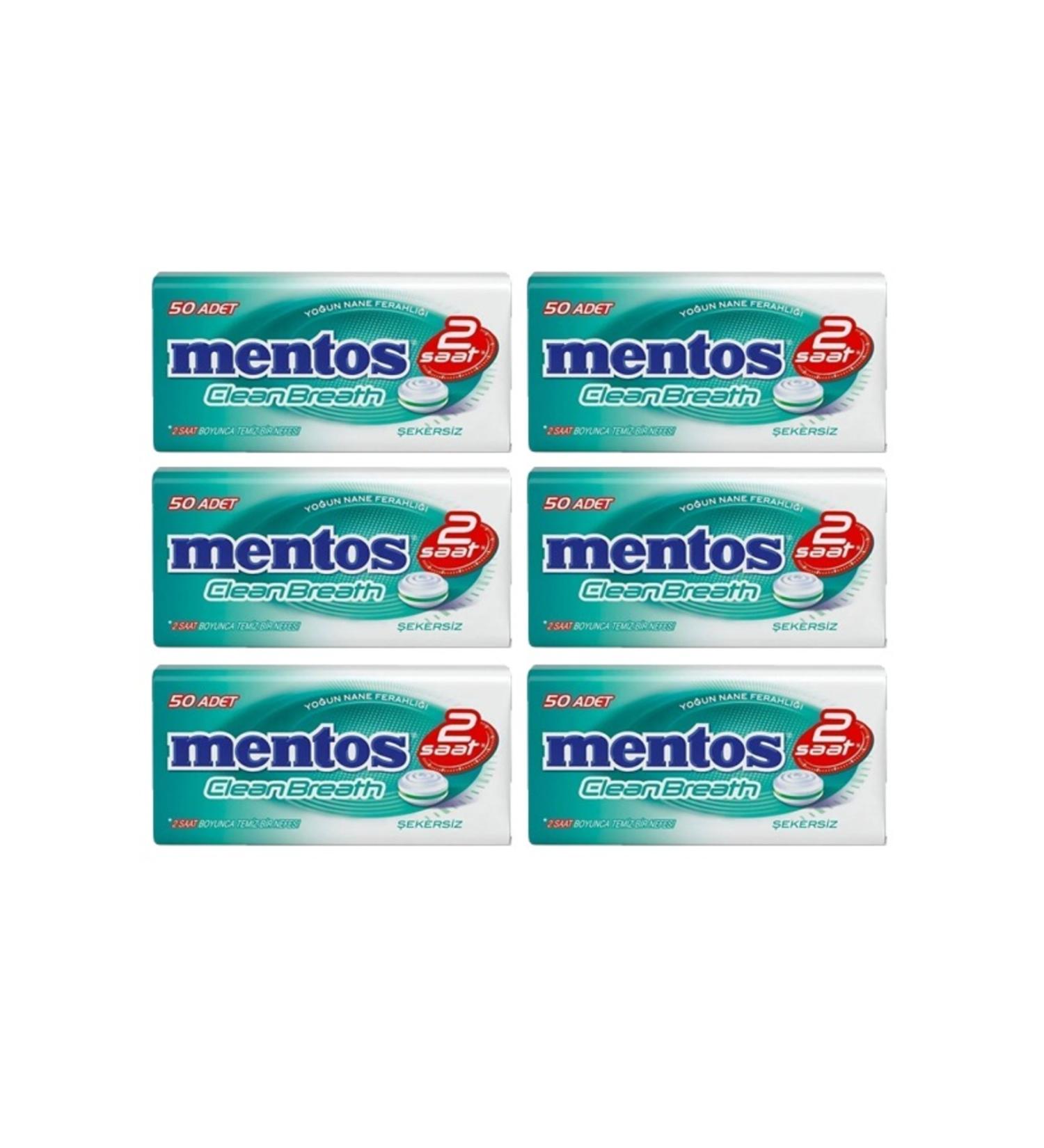 Mentos Clean Breath Tin Box 2 Hours Intense Mint Flavor 35 gr x 6 Pieces