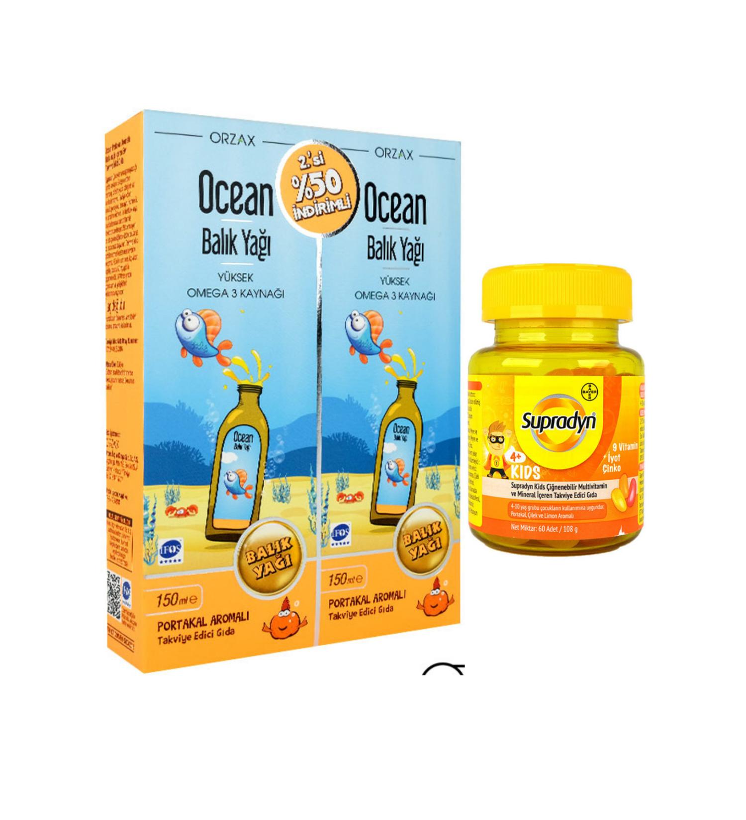 Ocean Fish Oil Syrup Orange 150ml 2nd P + Ocean Plus 1200 Mg Fish Oil 100 Capsules