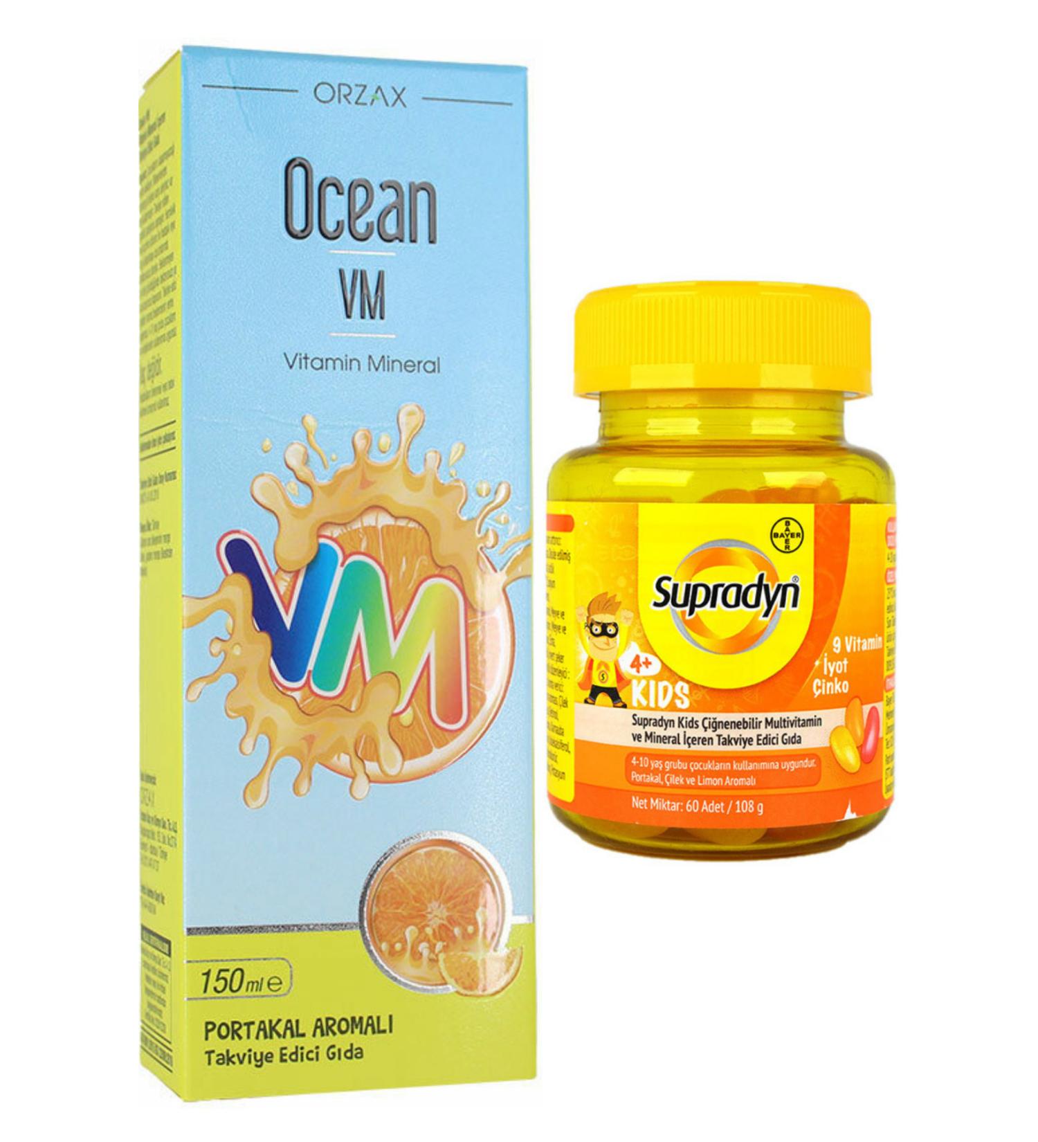 Ocean Orange Orange Flavored Fish Oil Syrup 150ml + Ocean VM Syrup 150ml
