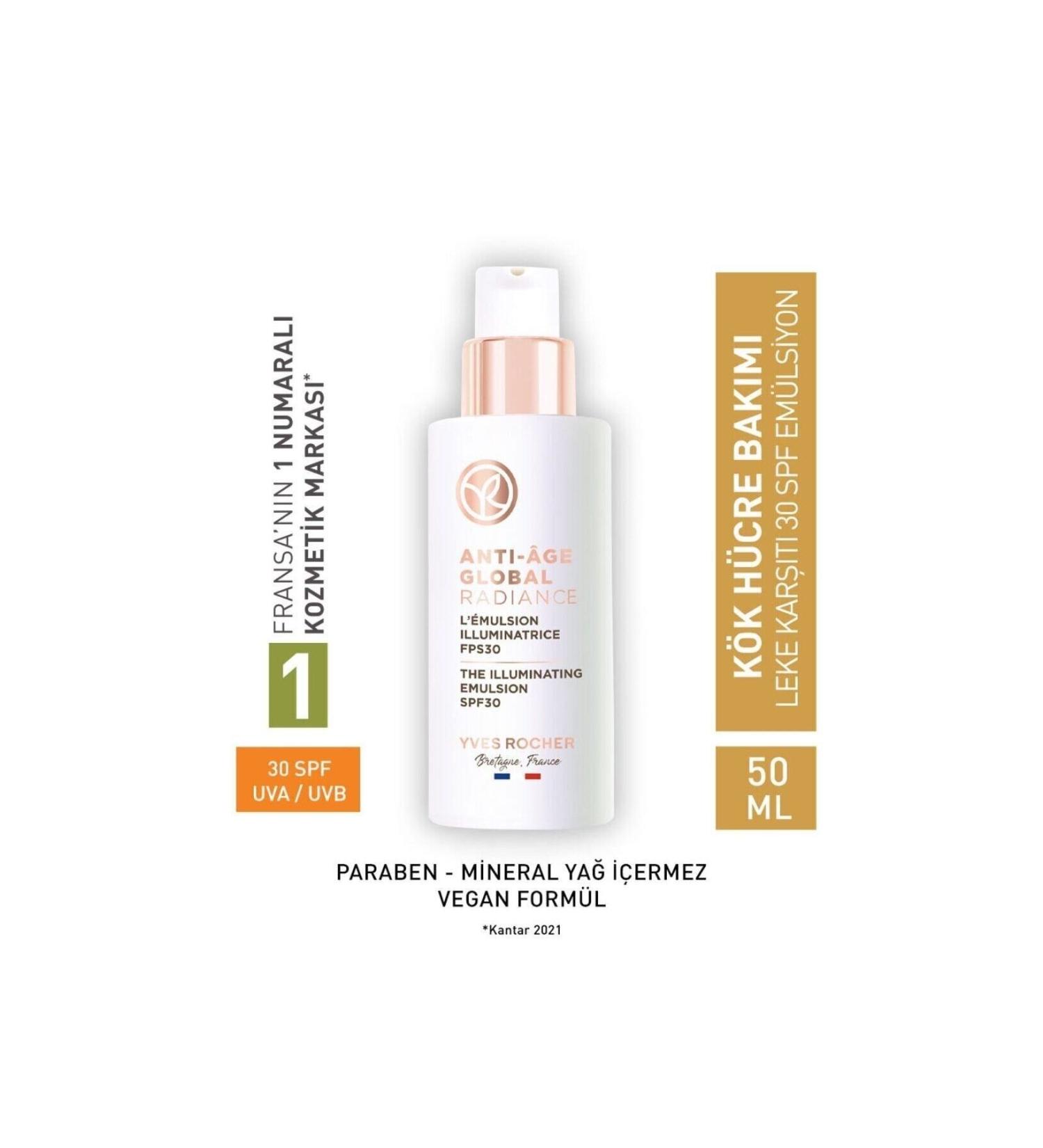 Yves Rocher Anti-Blemish 30 SPF Emulsion Cream-Anti-Aging Herbal Stem Cell Care / Anti-Age Global 50ml