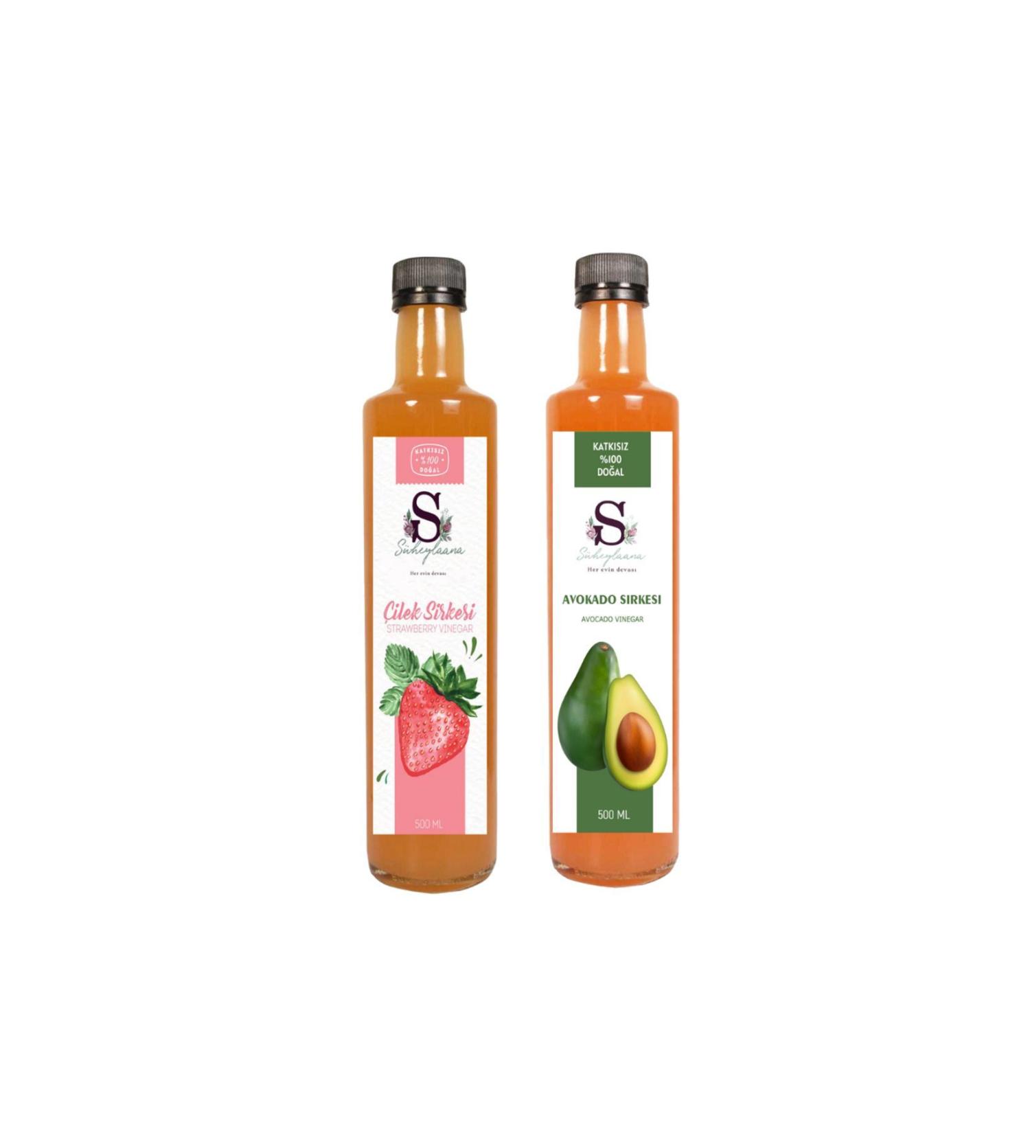 Suheylaana Natural Strawberry Vinegar 500 Ml - Natural Melissa & Black Pepper Vinegar 1000 Ml