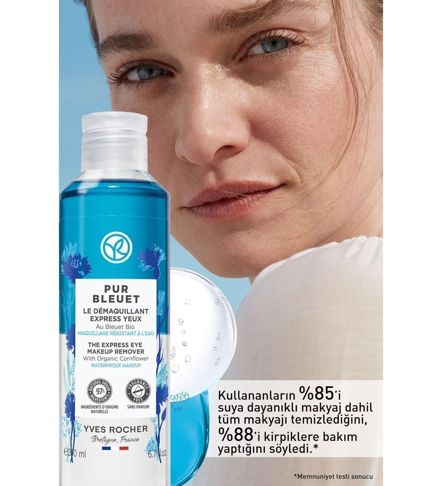 Yves Rocher Pur Bleuet Eye Make-up Remover for Waterproof/Intense Make-up - 200 ml + Isana Cotton Disc - Buy Online on GoSupps.com
