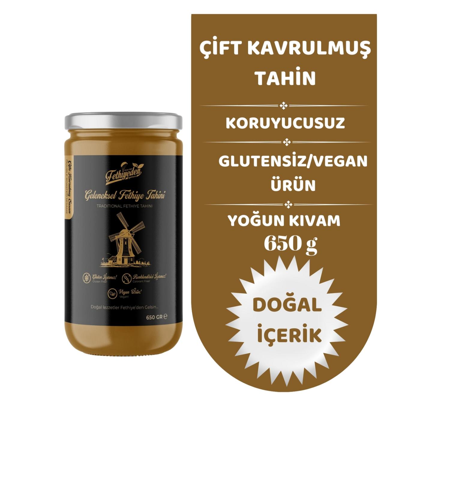 HAND MADE From Fethiye Natural Additive-Free Traditional Double Roasted Fethiye Tahini 650gr - Buy Online on GoSupps.com